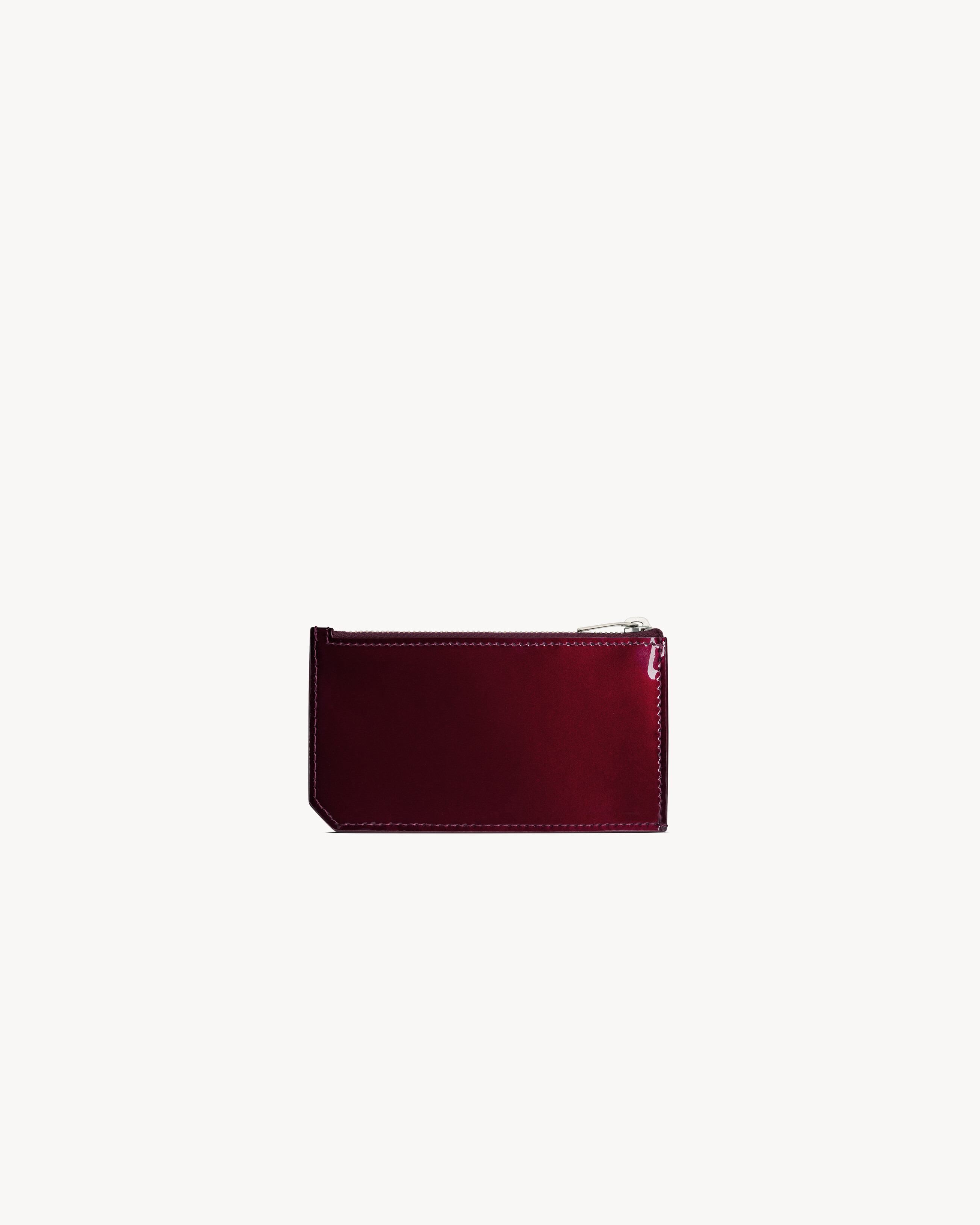 SAINT LAURENT PARIS FRAGMENTS ZIP CARD CASE IN PATENT LEATHER - 2