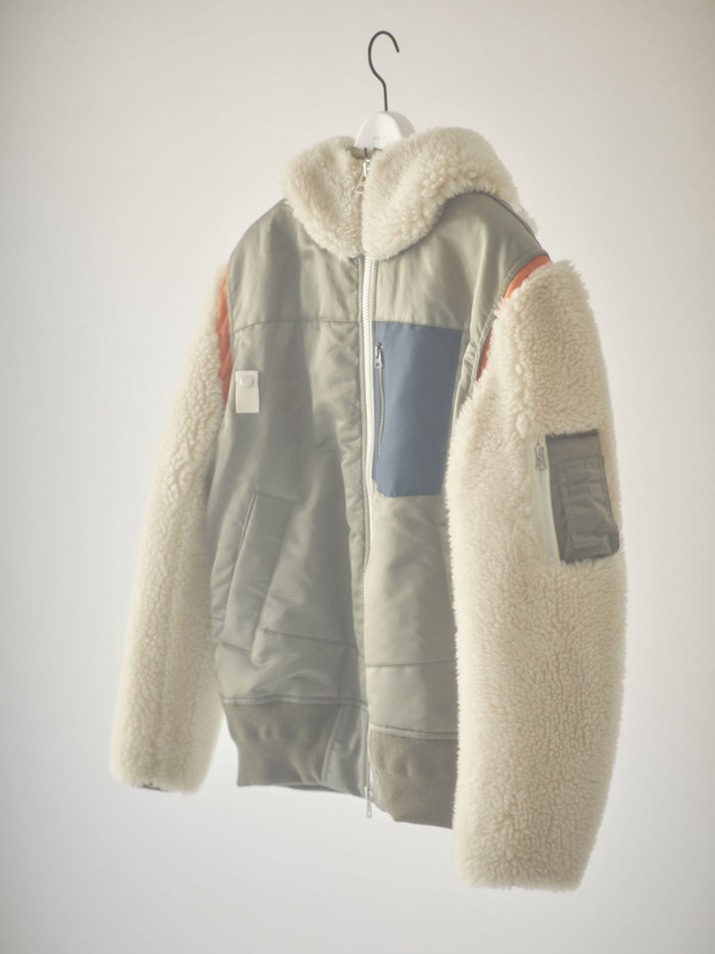 sacai Faux Shearling x Nylon Twill Blouson outlook