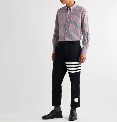 Thom Browne Button-Down Collar Appliquéd Checked Cotton-Poplin Shirt outlook