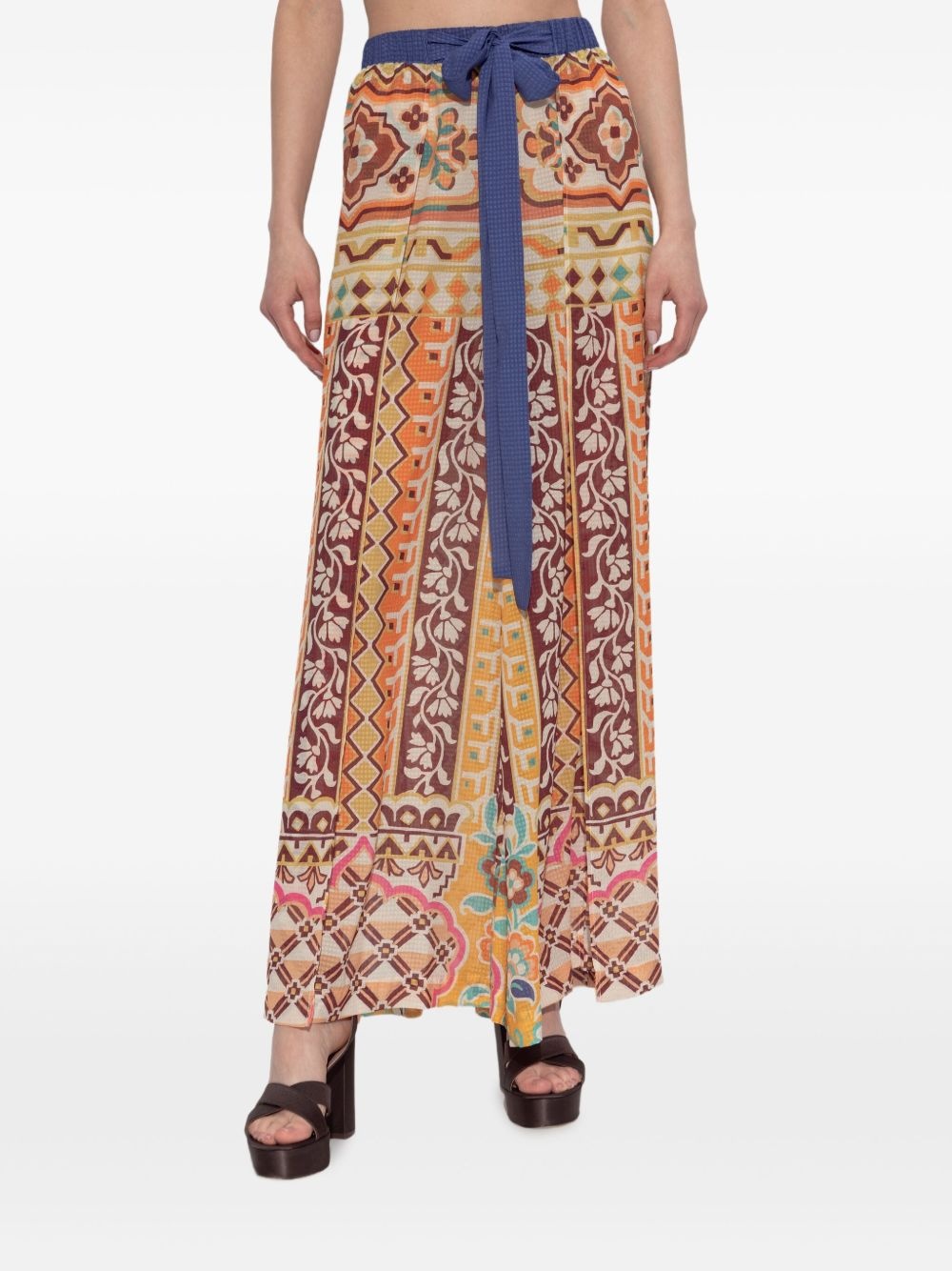 patterned tie-waist trousers - 2
