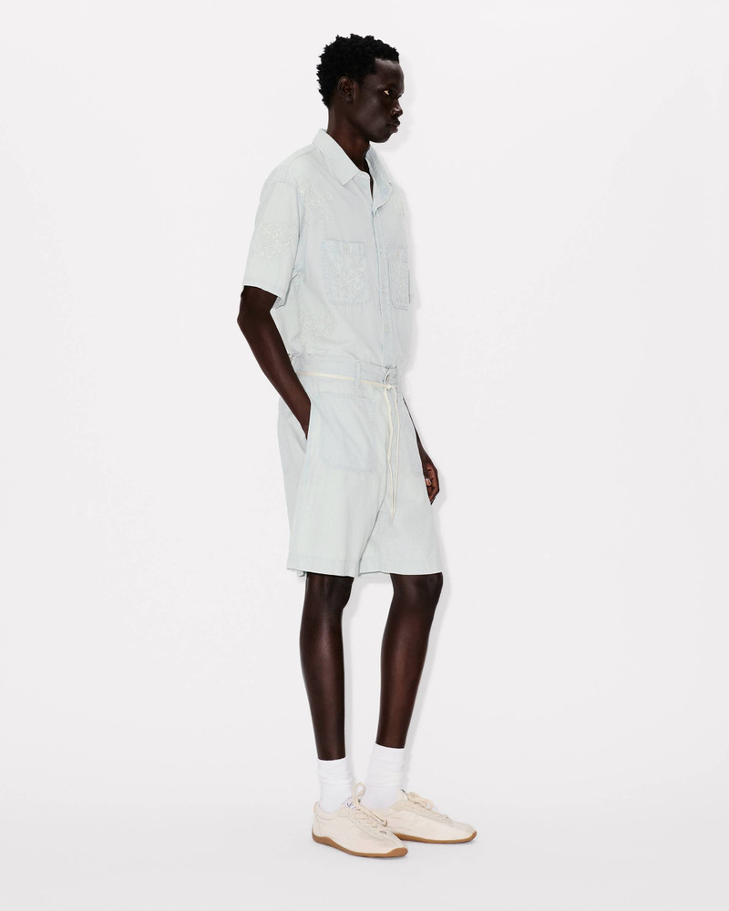 'KENZO Cartoon' embroidered short sleeve shirt in stone bleach chambray 4