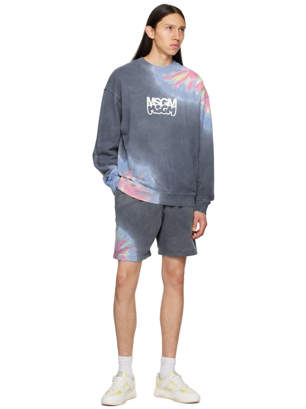 スウェット・トレーナー MSGM Logo print tie dye sweatshirt by Burro Studio MSGM Burro studio logo print tie dye sweatshirt | The