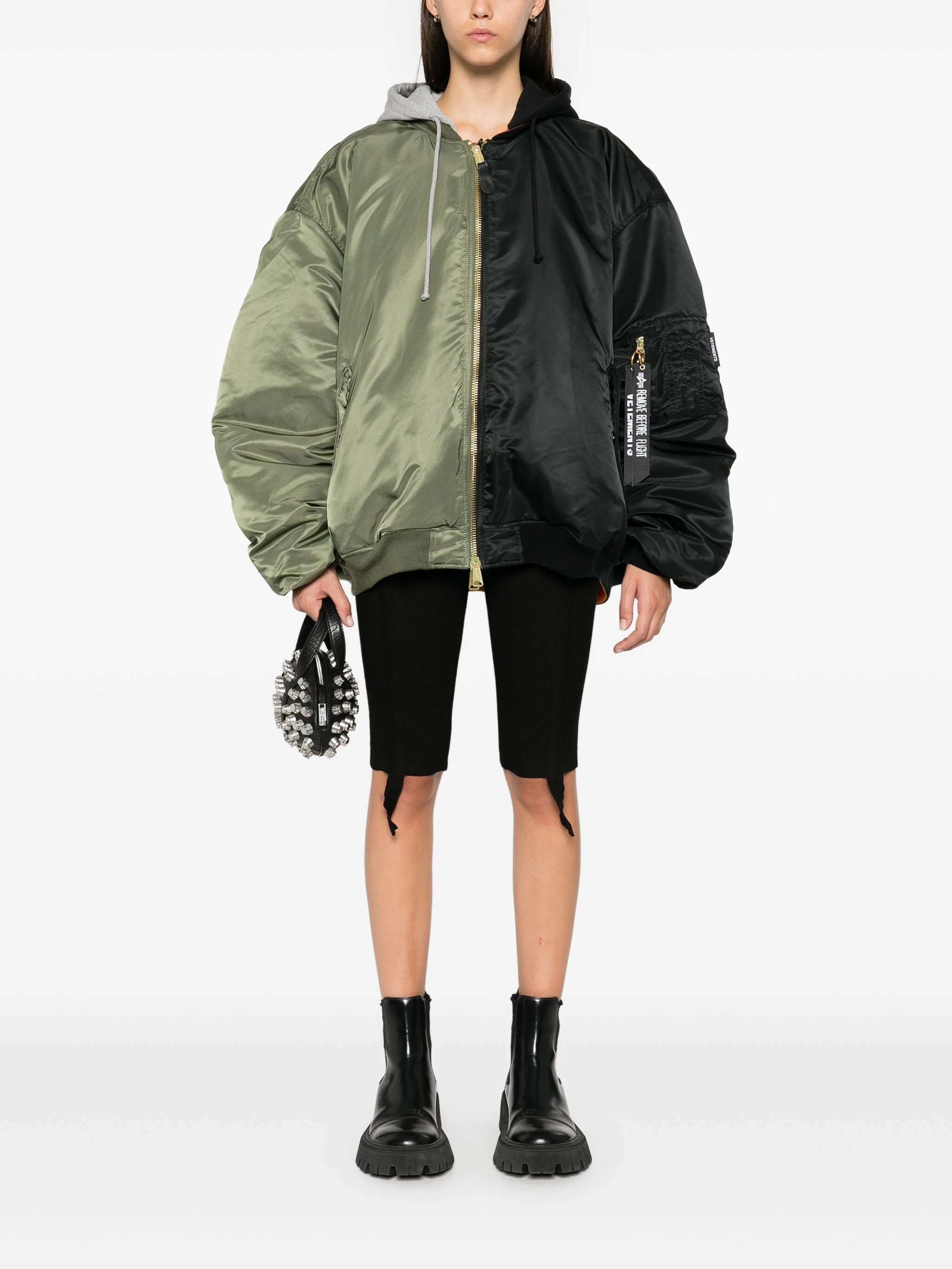 VETEMENTS Unisex Split Hooded Bomber Jacket - 4