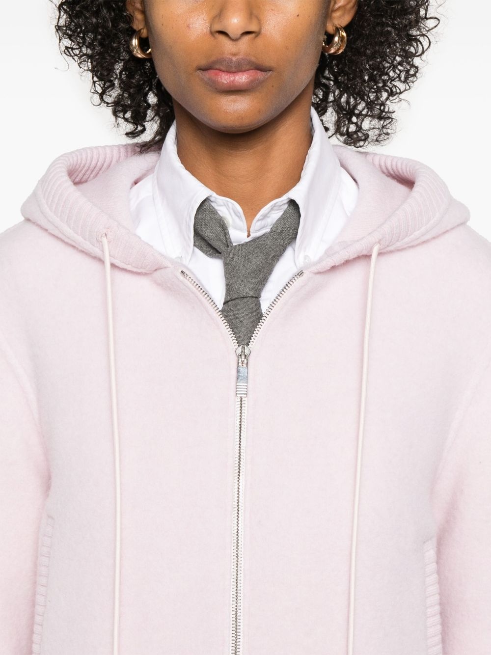 zip-up wool hoodie - 5
