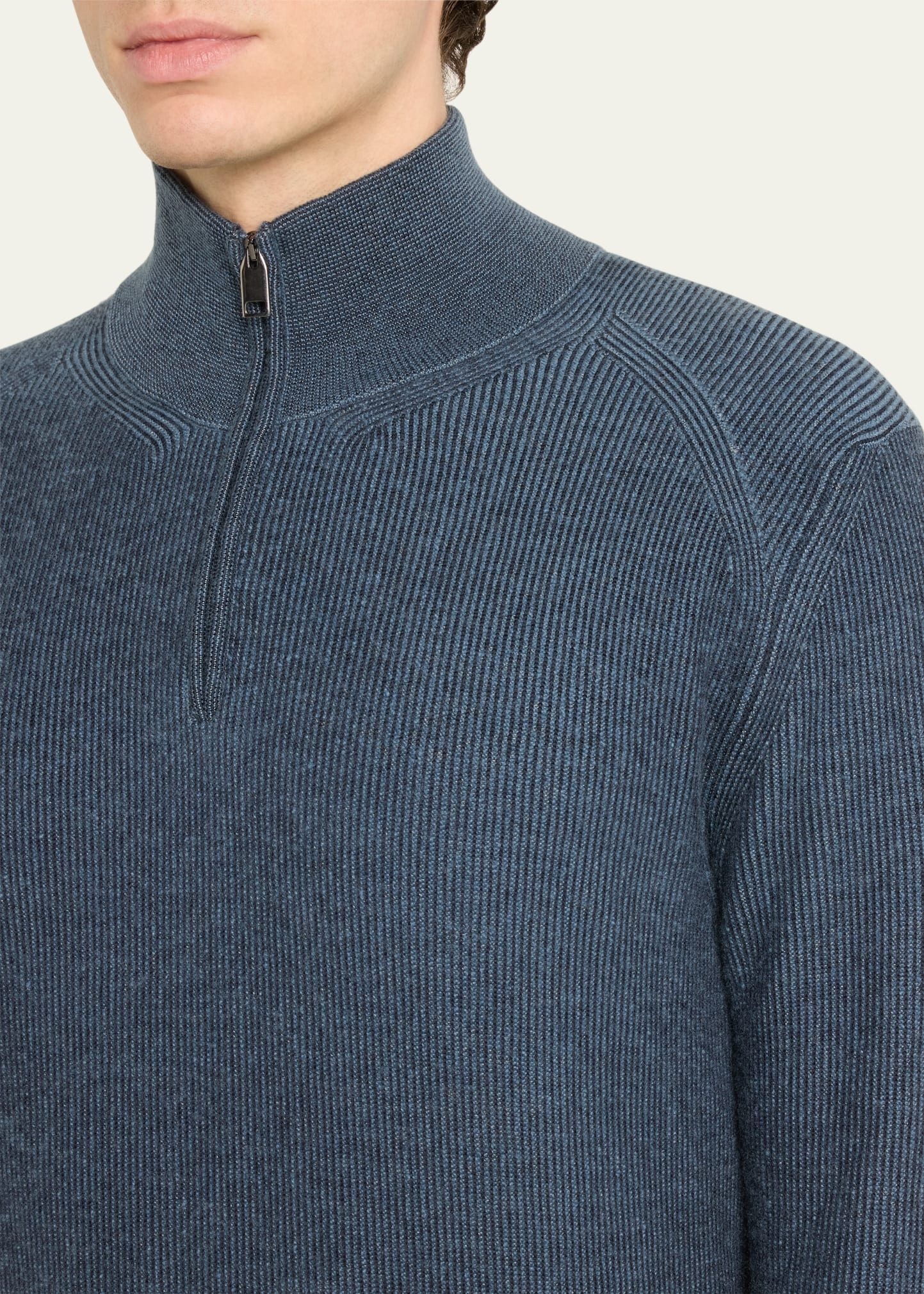 Men's Cashmere-Wool Quarter-Zip Sweater - 5