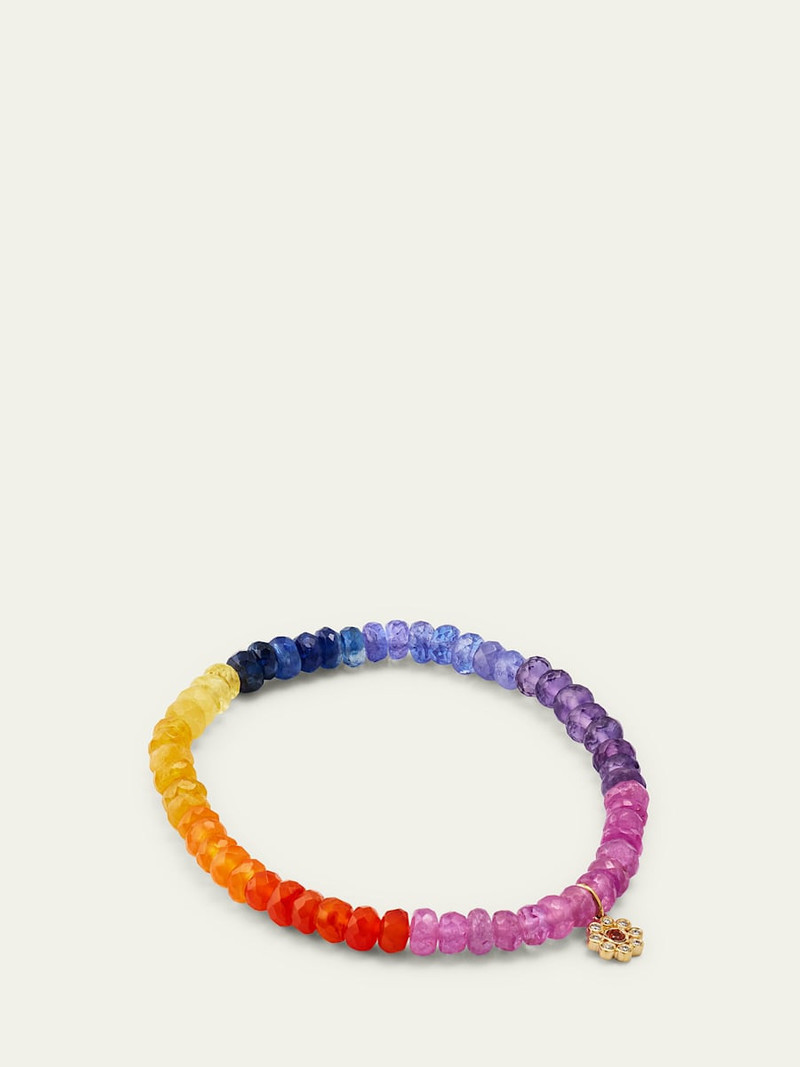 SYDNEY EVAN 14K Yellow Gold Multi-Color Beaded Bracelet with Sapphire and Diamonds outlook