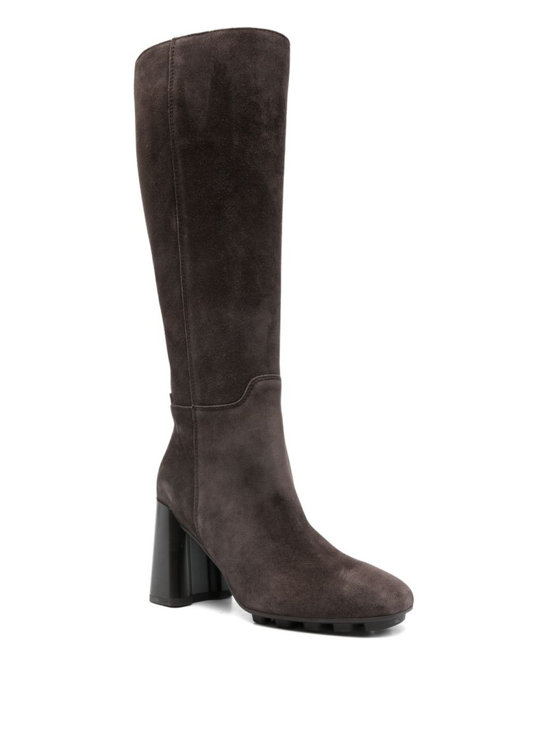 HOGAN 90mm suede block-heel knee-high boots outlook