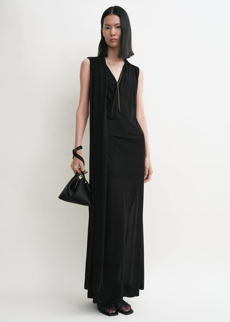 TOTEME Overlapped scarf dress black outlook