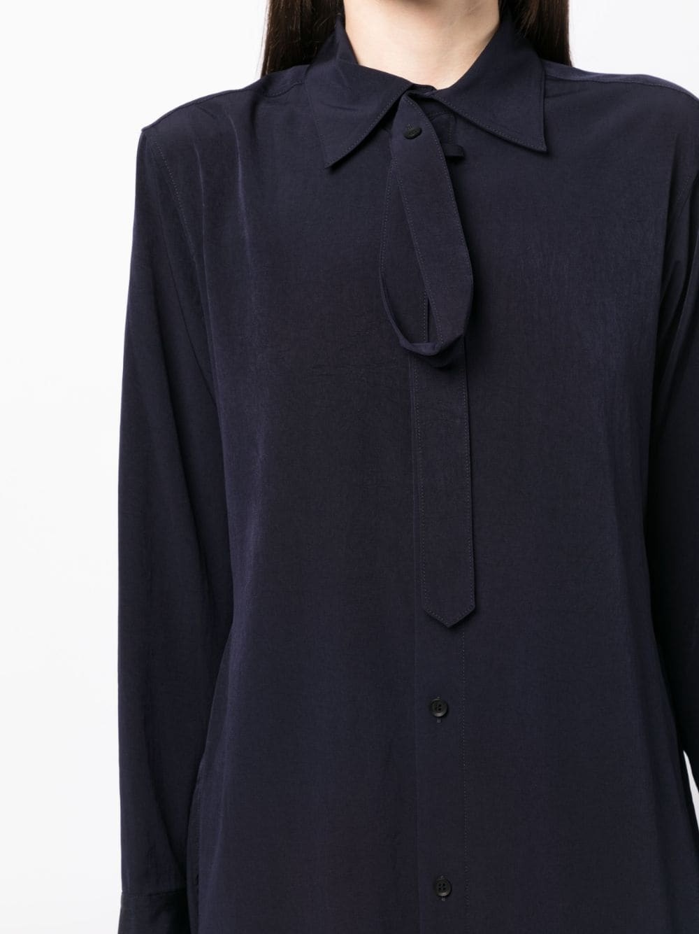 lace-fastening long-sleeved blouse - 5