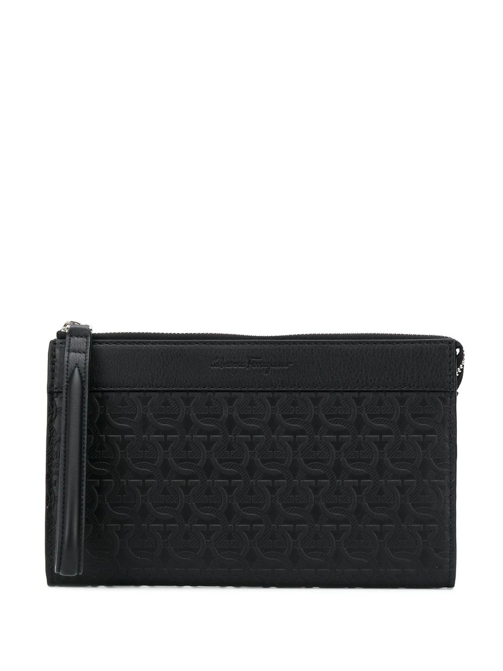 Gancini embossed monogram clutch - 1