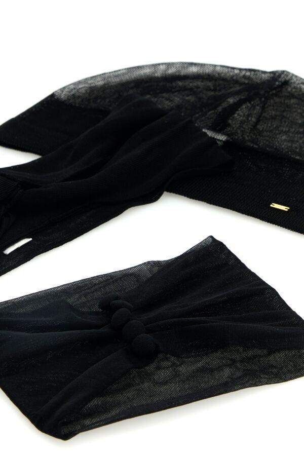 ヘアアクセサリー SAINT LAURENT BLACK VISCOSE HAT, HEADBAND AND CHOKER SET SAINT LAURENT Saint Laurent Women Black Viscose Hat