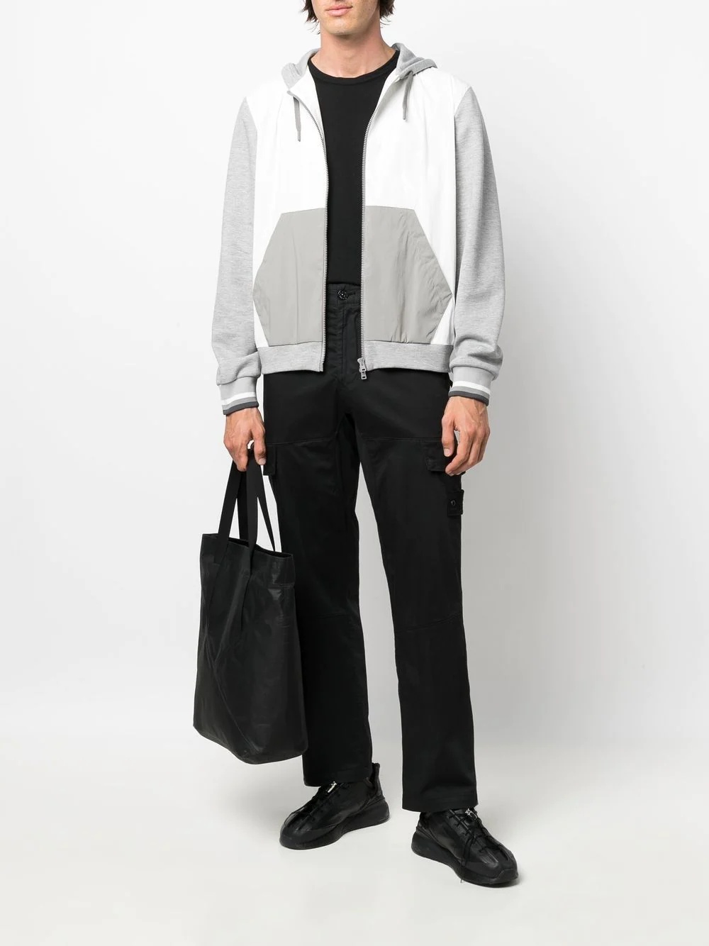 colour-block hooded jacket - 2