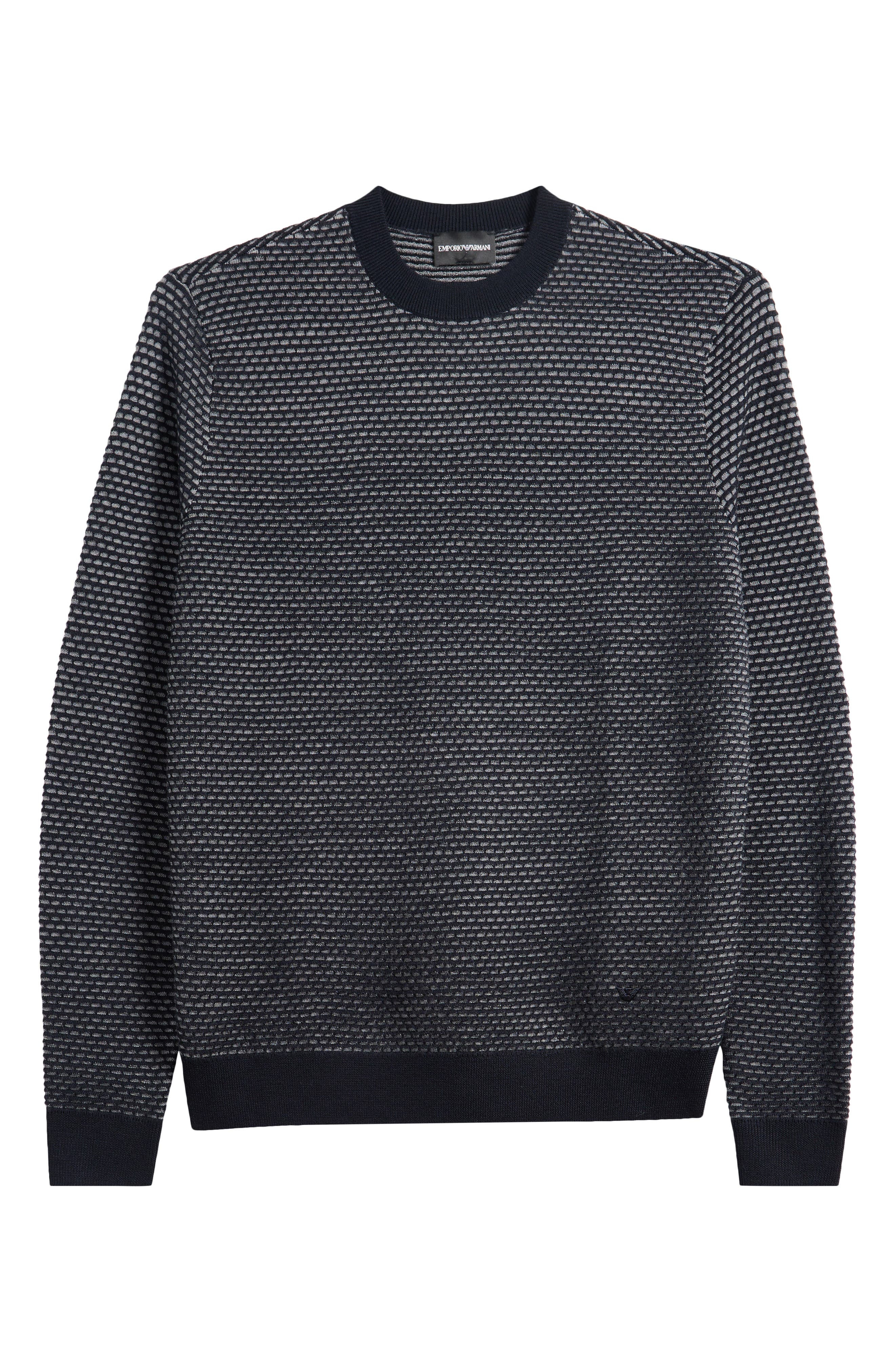 Emporio Armani Textured Dot Virgin Wool Crewneck Sweater in Navy at Nordstrom - 5