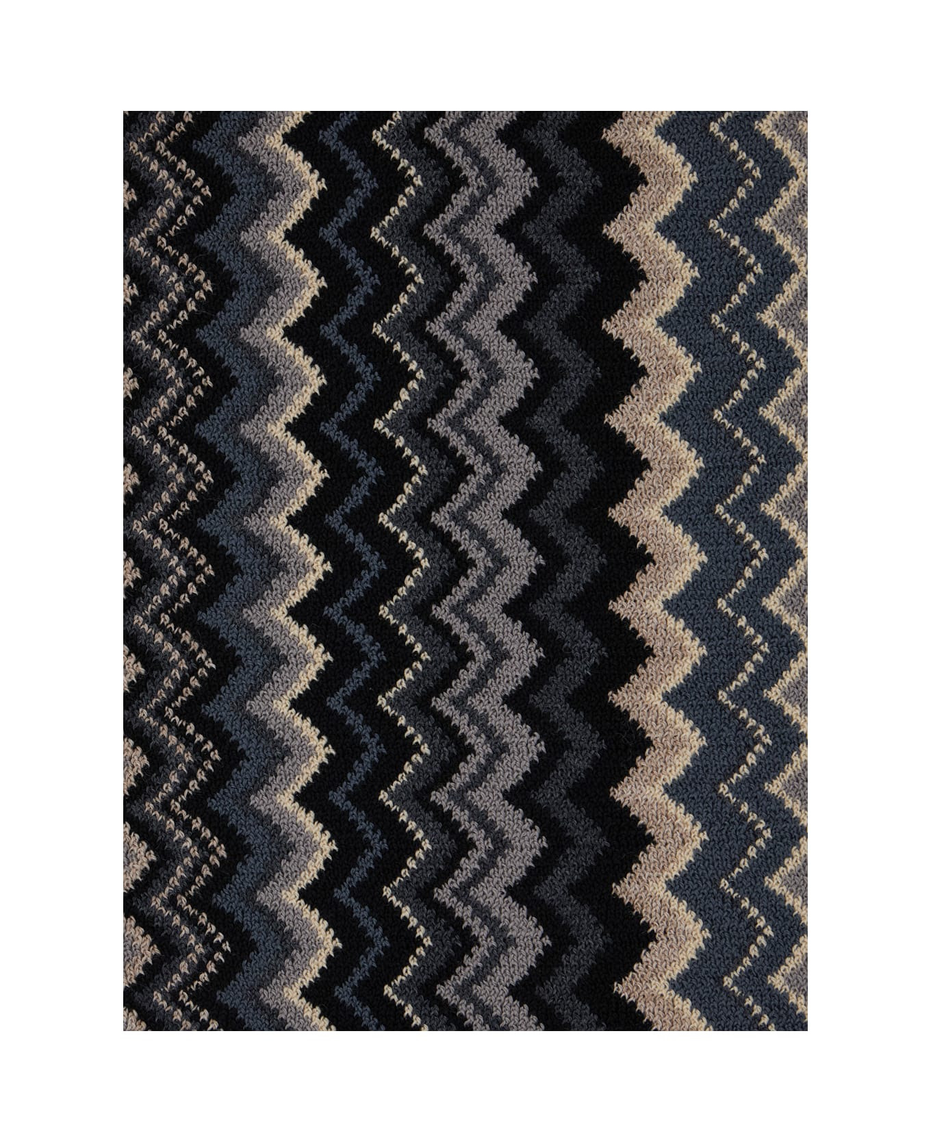 Multicolor Scarf With Zigzag Motif And Fringed Hem In Wool Man - 3