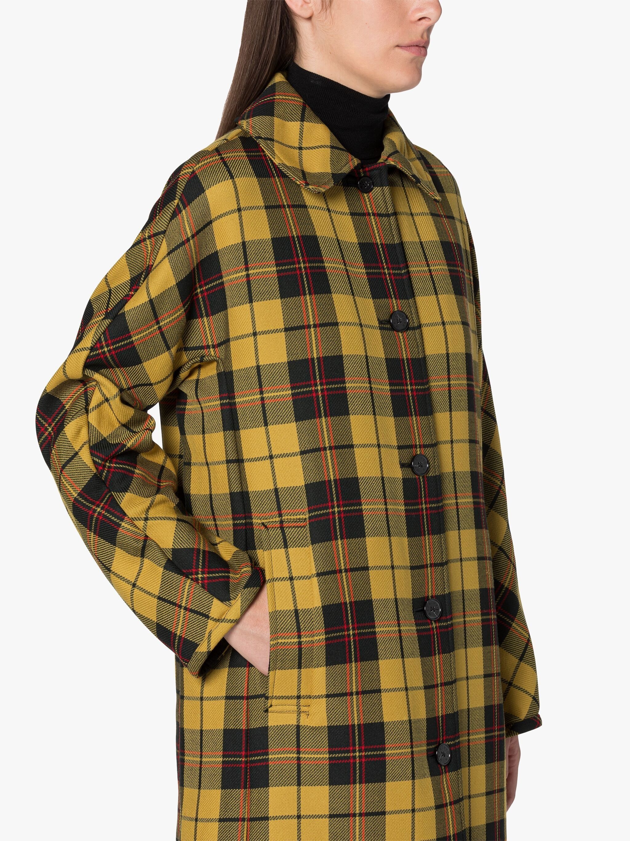 FAIRLIE YELLOW TARTAN WOOL & SILK COAT - 5