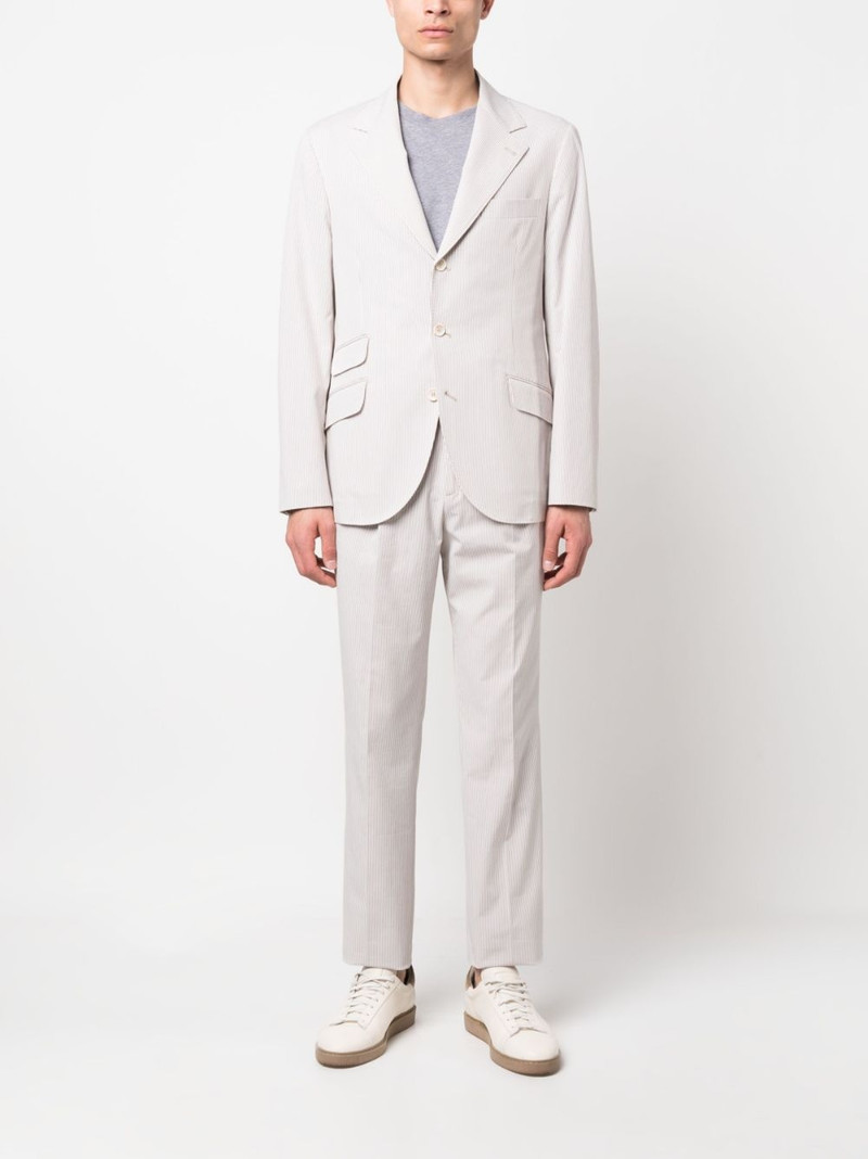 Brunello Cucinelli single-breasted striped cotton suit outlook