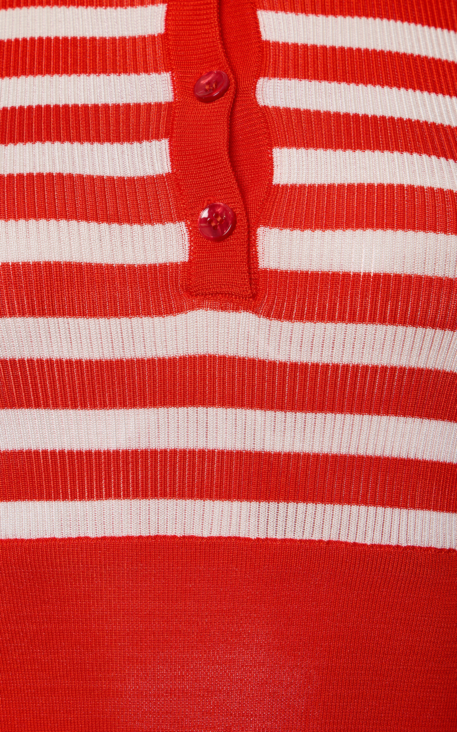 Striped Ribbed-Knit Cropped Polo Shirt stripe - 5