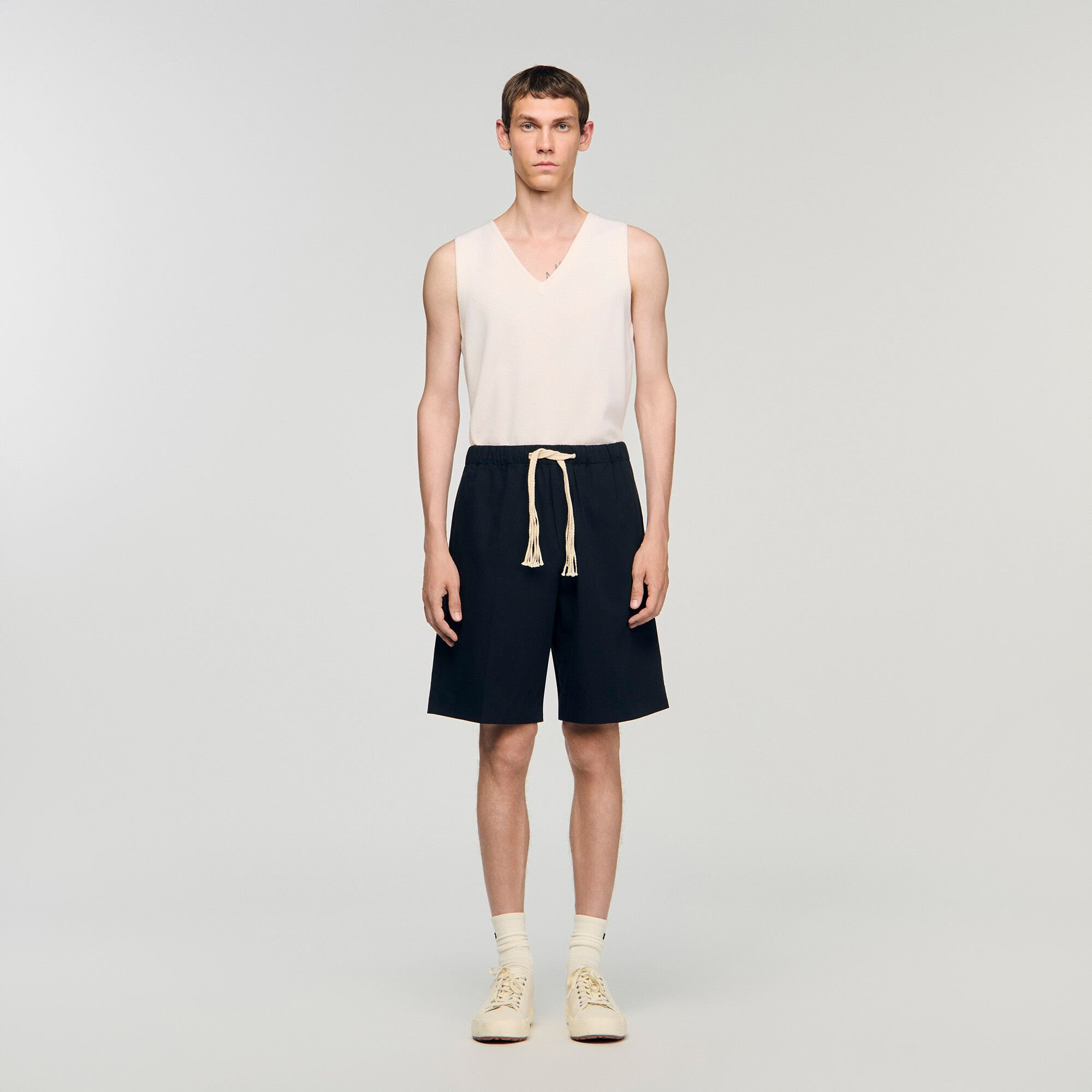 ELASTICATED WAIST COTTON SHORTS - 2