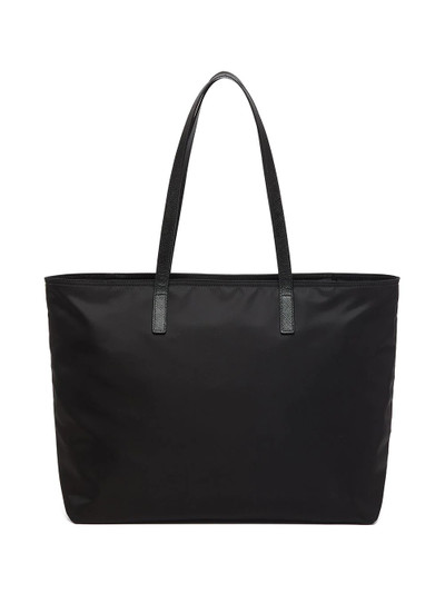 Prada logo plaque tote bag outlook