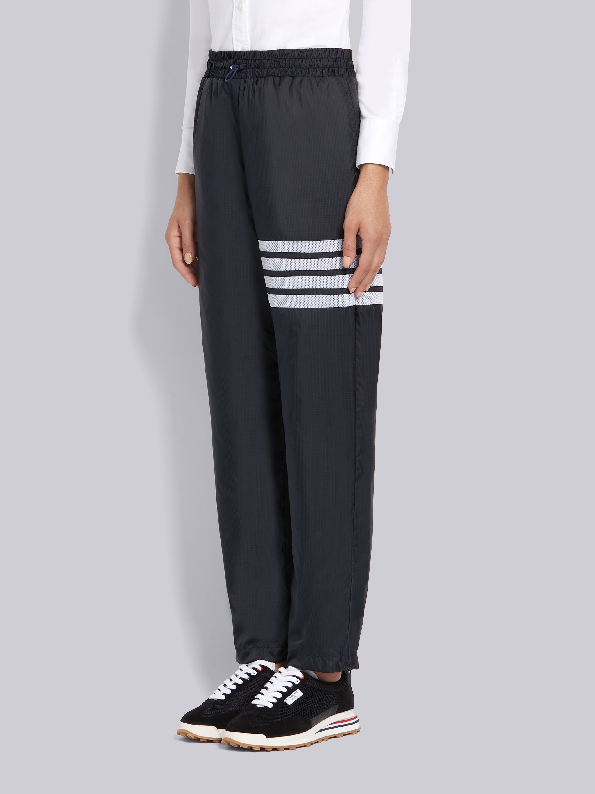 Navy Sheer Ripstop Straight Leg 4-Bar Track Pants - 2