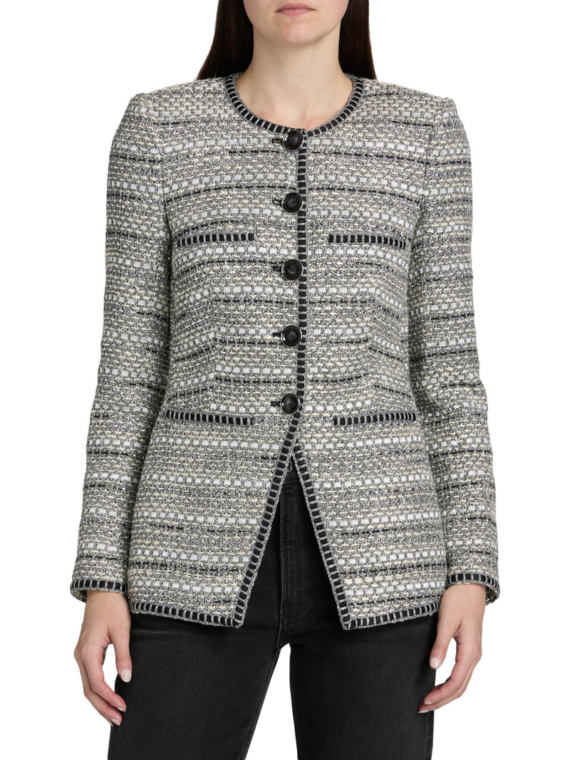 Women's Alessia Shimmer Cotton-Blend Jacket - Silver 3
