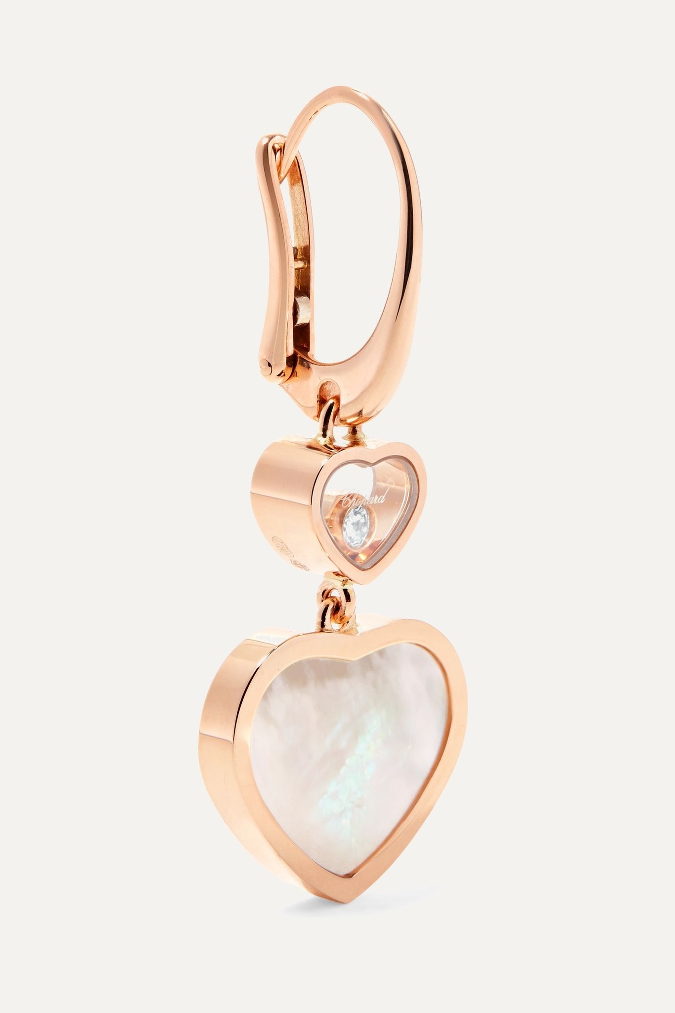 Happy Hearts 18-karat rose gold, diamond and mother-of-pearl earrings - 2