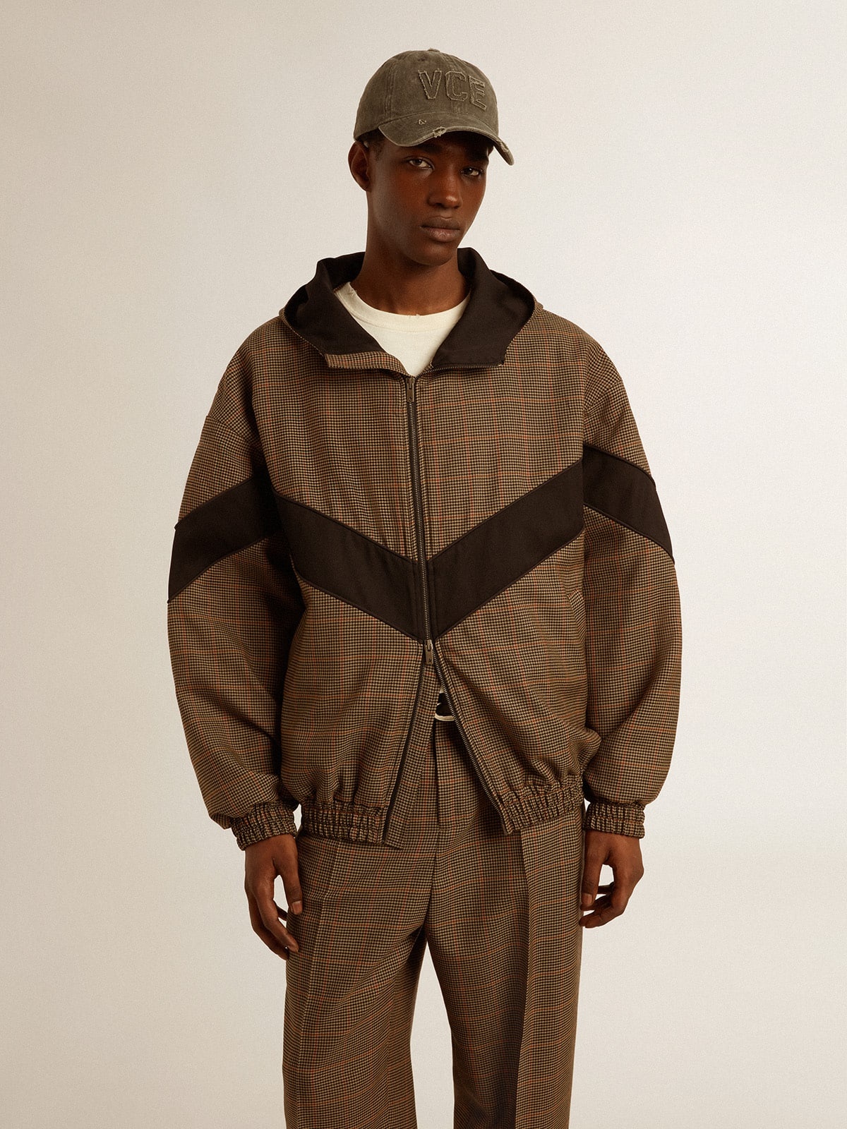 Windcheater in beige and black houndstooth - 3