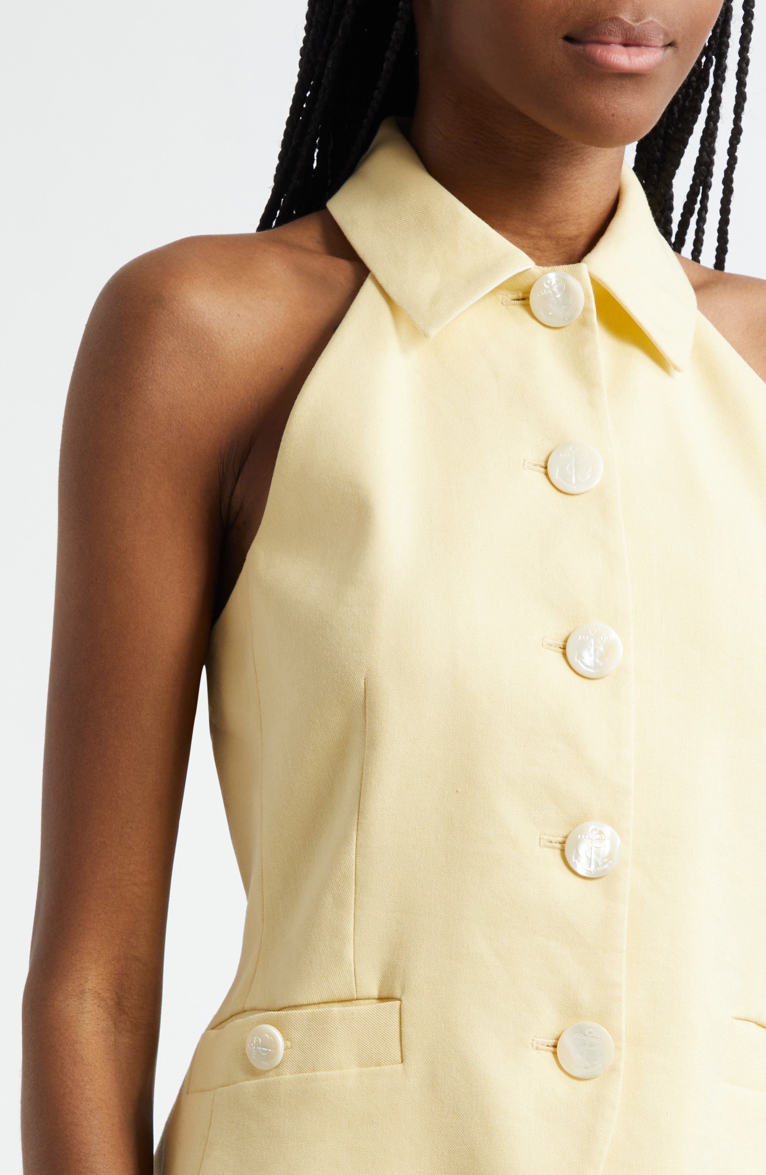 Veronica Beard Orlinda Linen Blend Vest in Chamomile at Nordstrom - 4