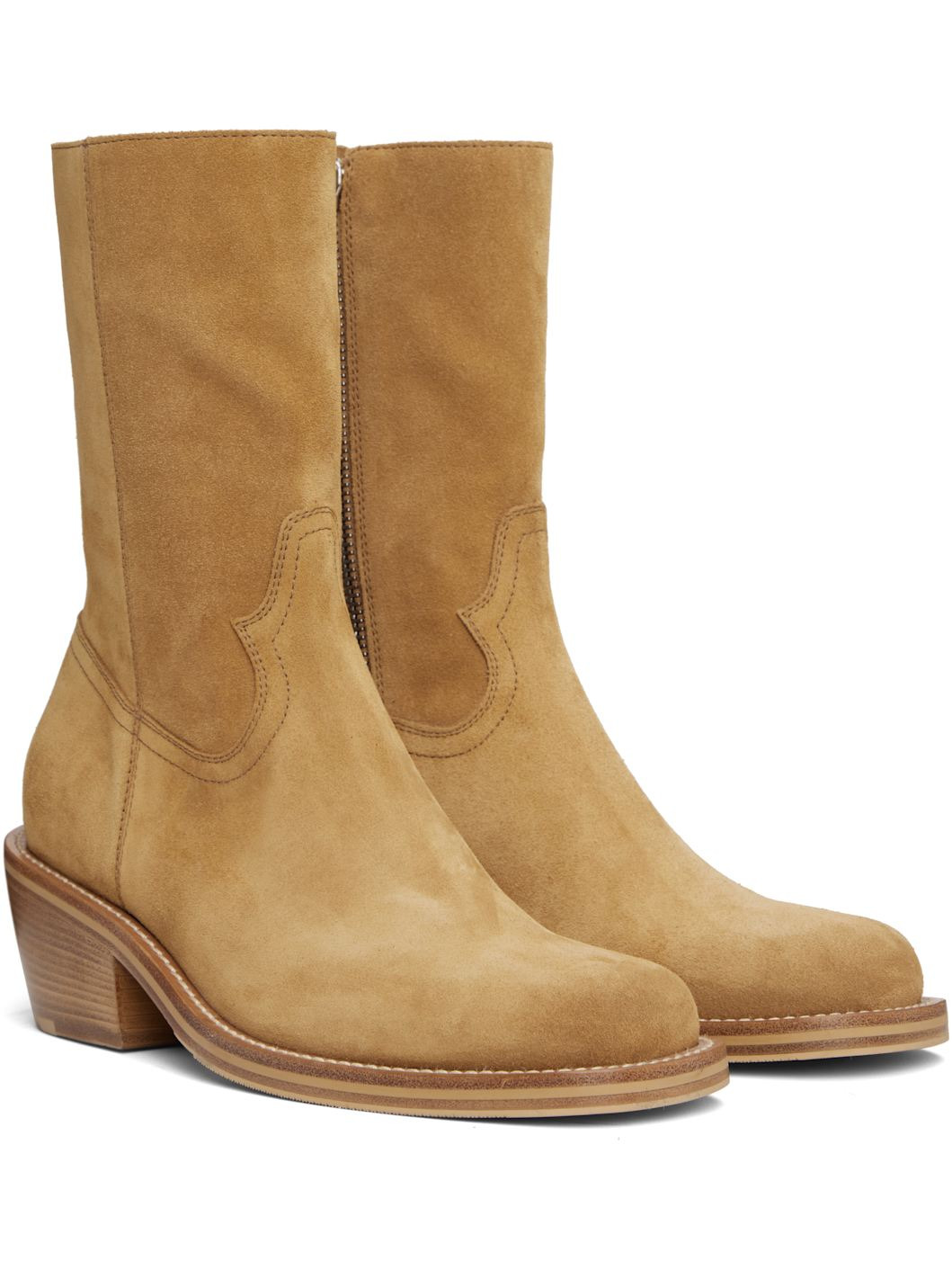 Tan Zip Boots - 4