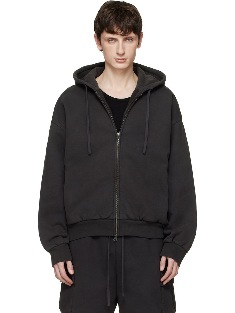 Black Heavyweight Fleece Zip-Up Hoodie 1
