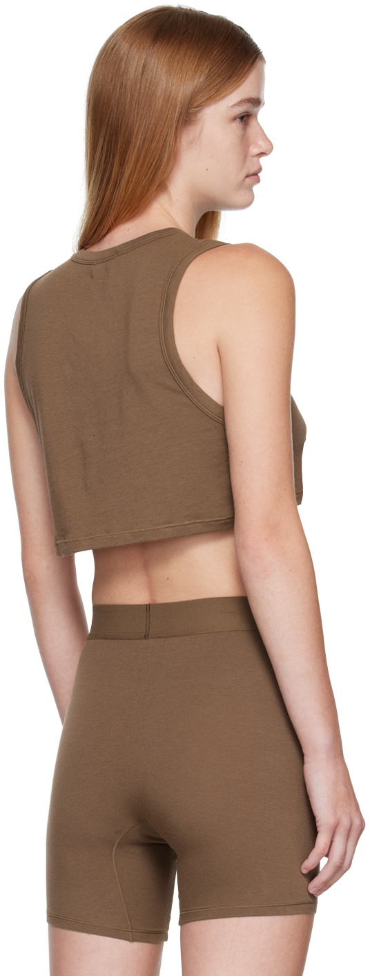 Brown SKIMS Boyfriend Sleep Crop Tank Top - 3