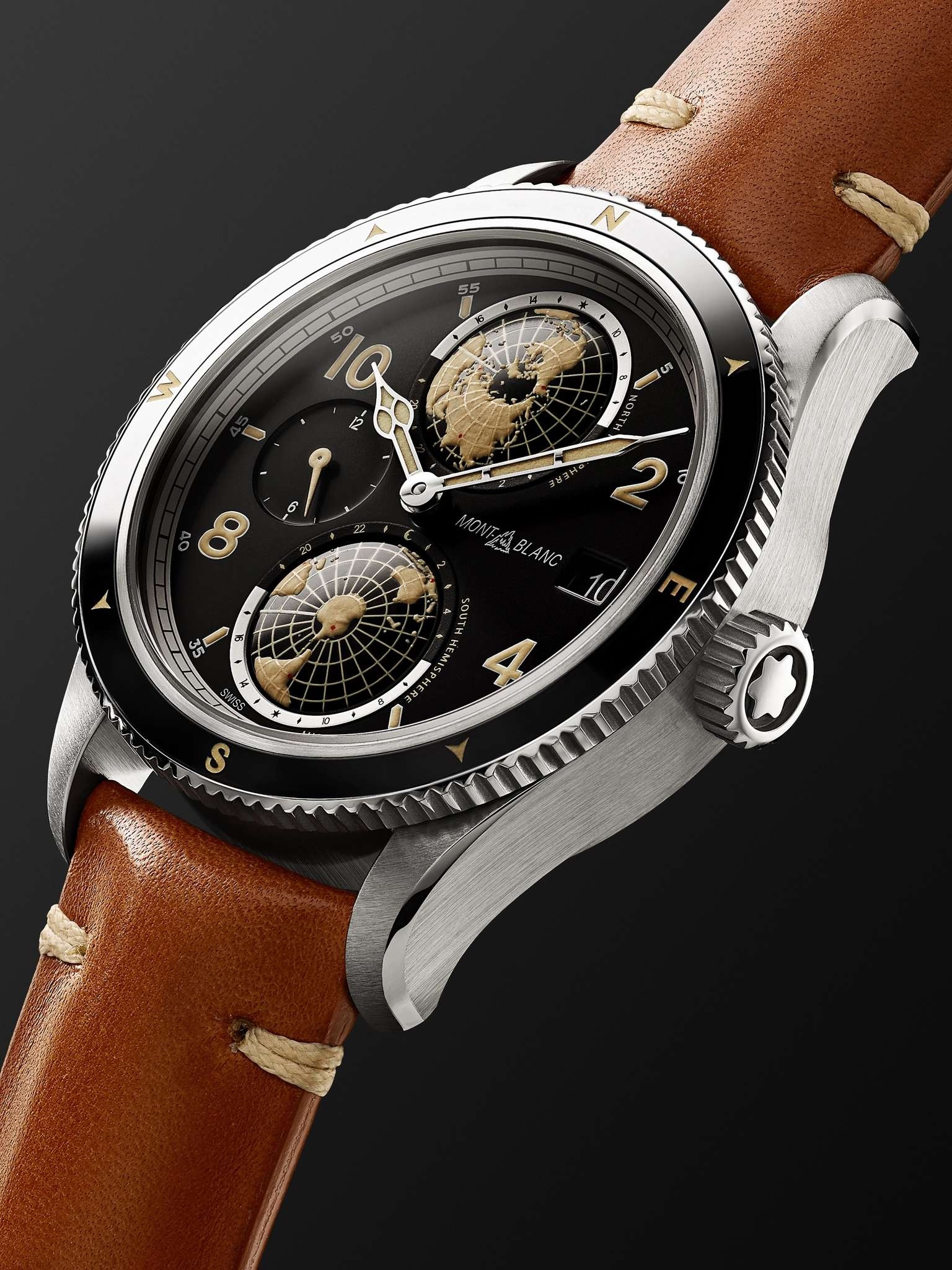 1858 Geosphere Automatic GMT 42mm Stainless Steel, Ceramic and Leather Watch, Ref. No. 119286 - 4