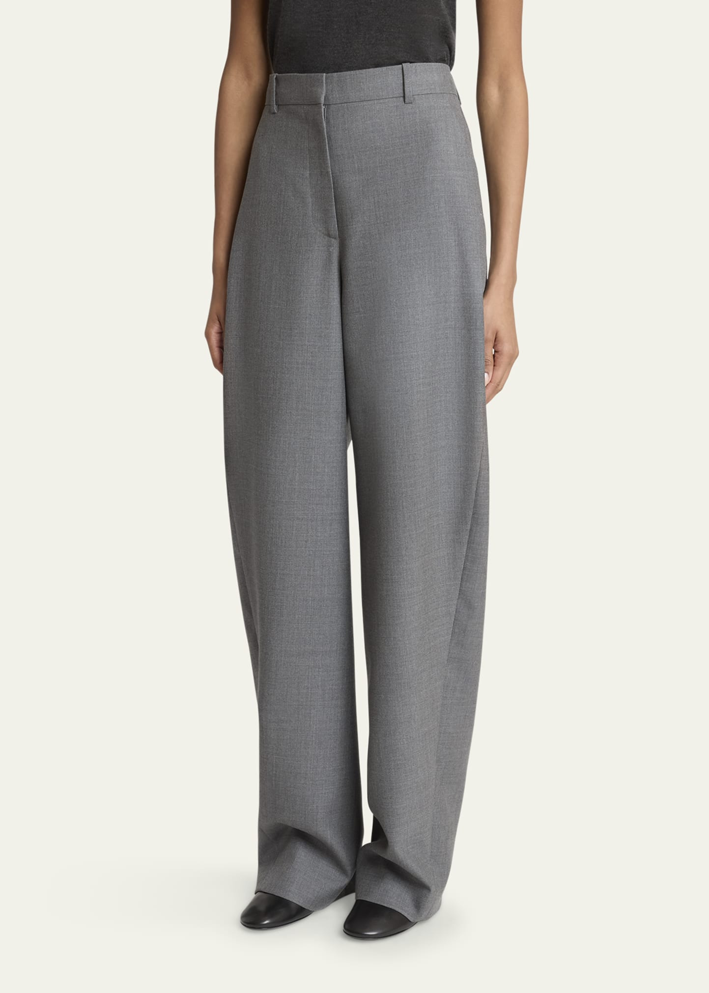 Barrel Leg Wool Trousers - 4