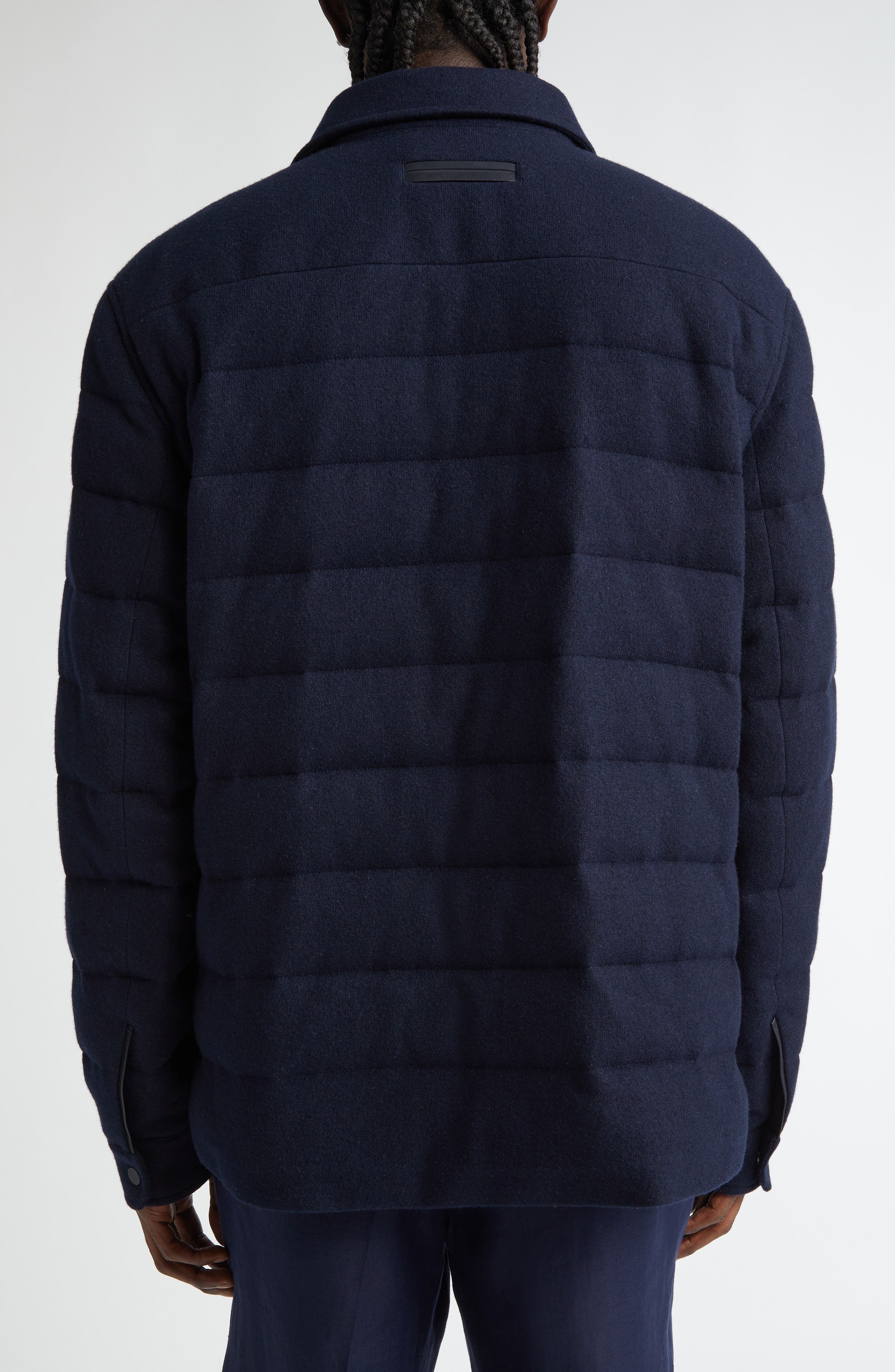 ZEGNA Oasi Quilted Water Repellent Cashmere Down Shirt Jacket in Navy at Nordstrom - 2