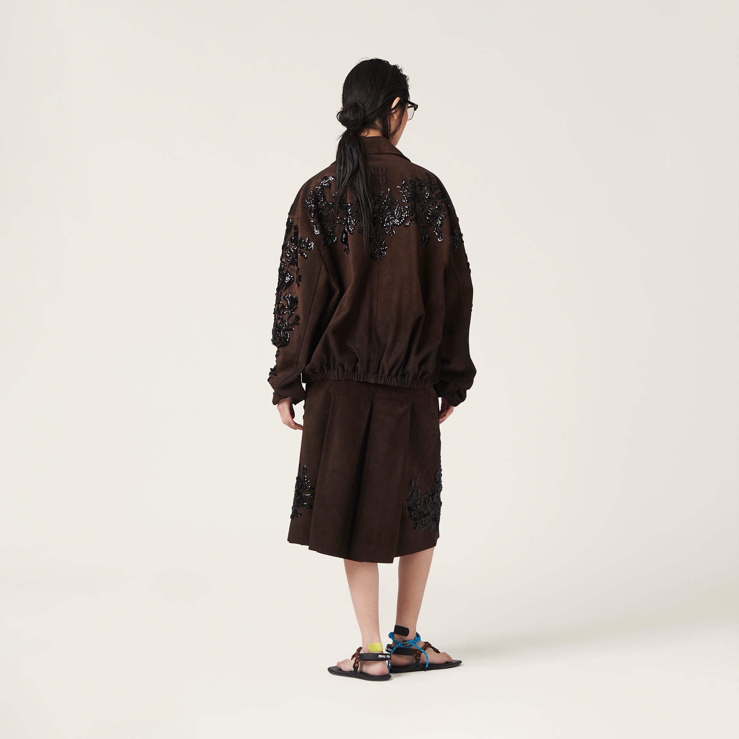 Suede skirt with embroidery - 3