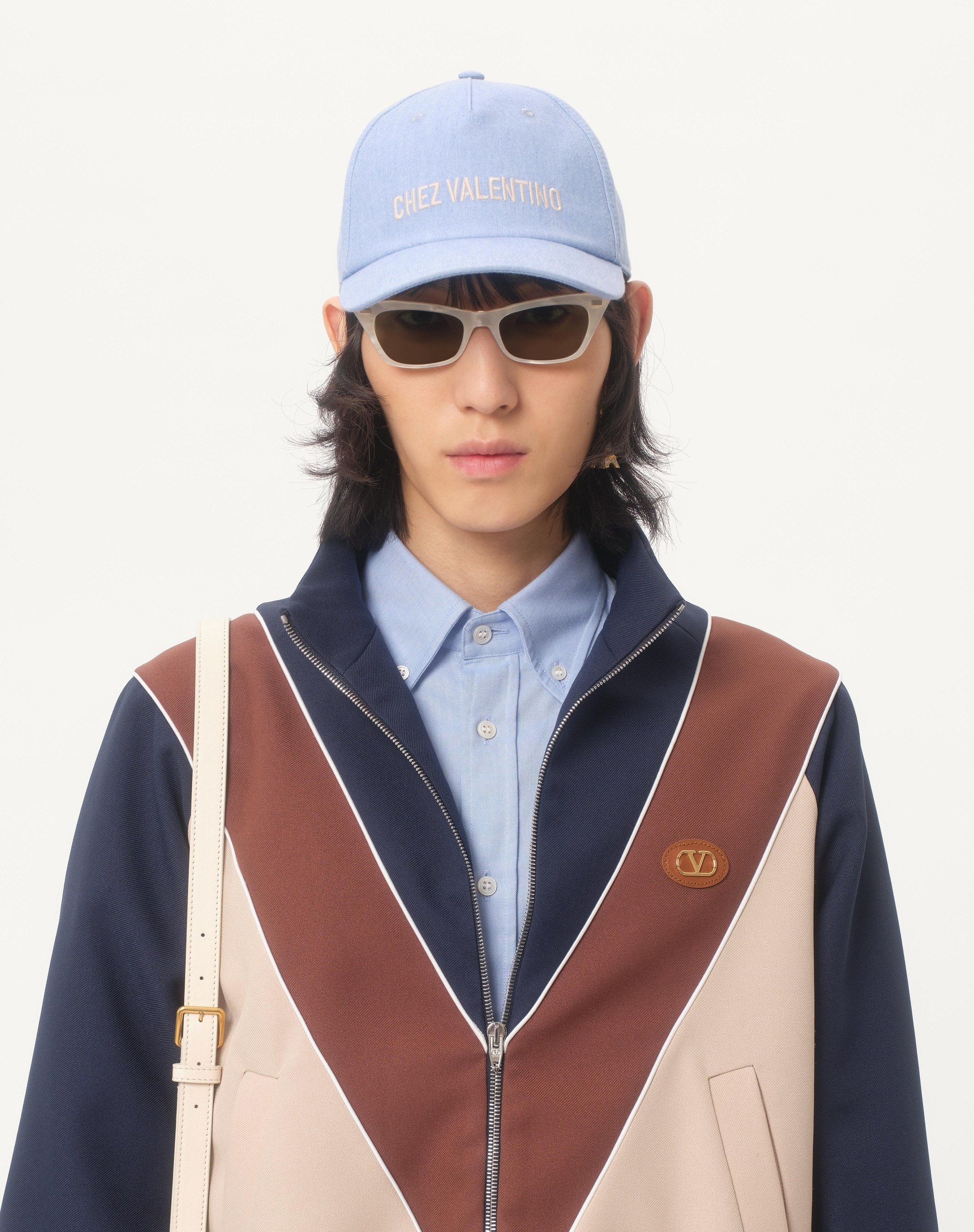 NYLON SWEATSHIRT WITH ZIPPER AND VLOGO PATCH - 4