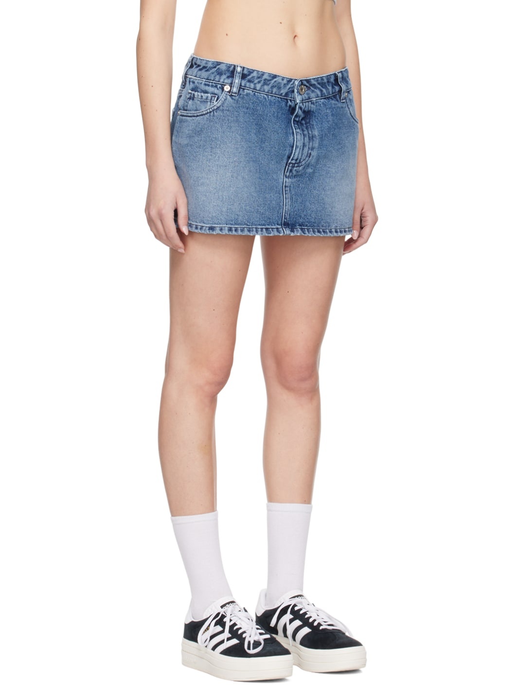 Blue Zip-Fly Denim Miniskirt - 2