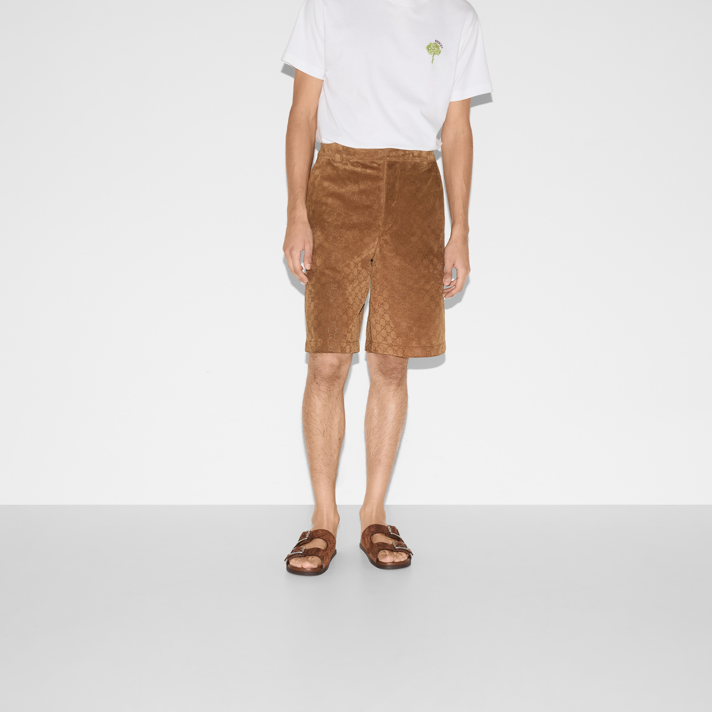 Embossed GG suede shorts - 3
