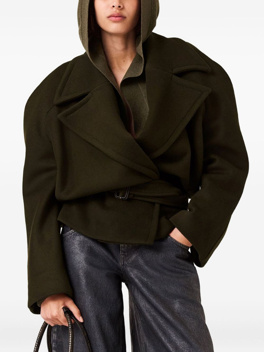 cropped belted jacket - 3
