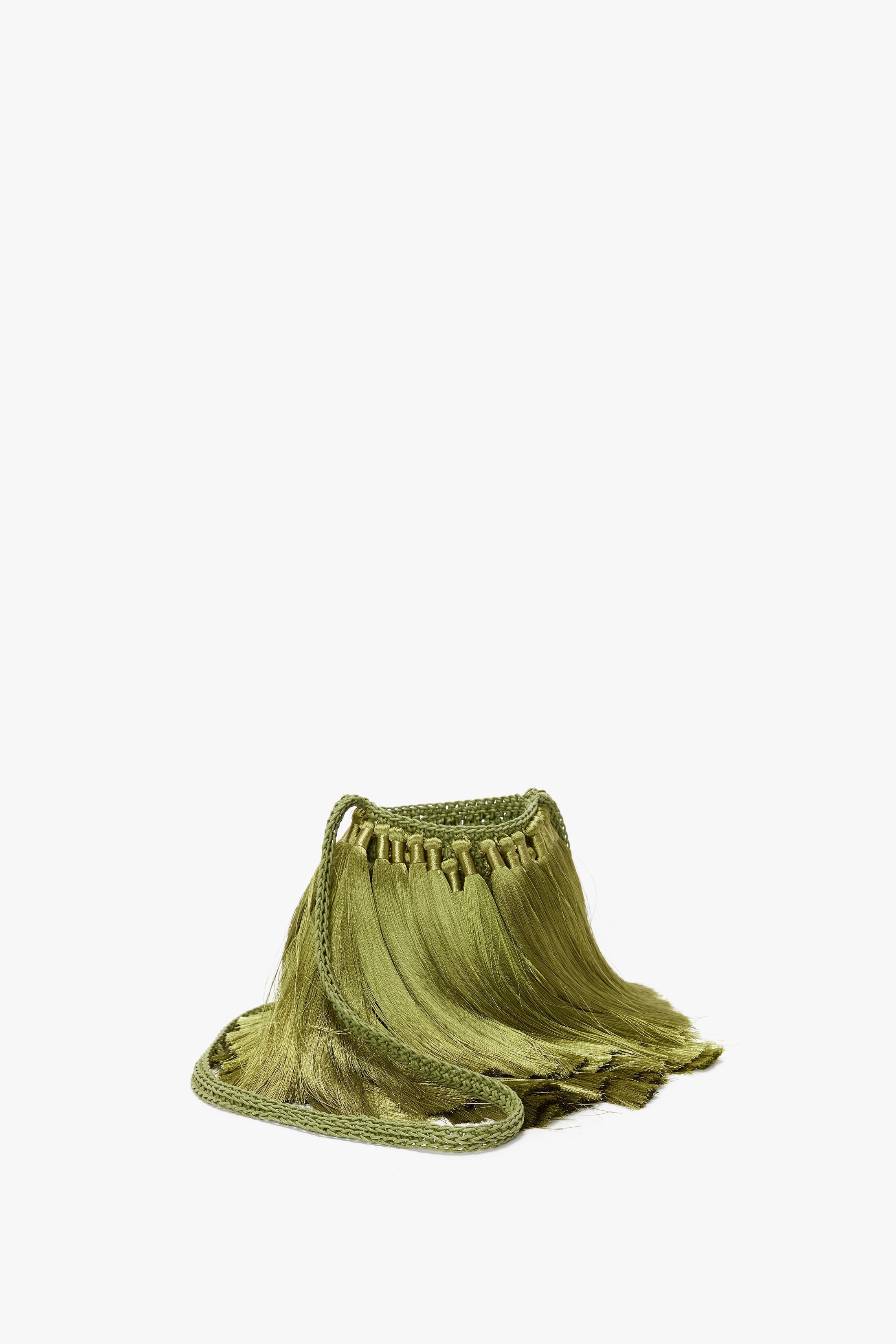 Mini Tassel Pouch in Olive Green - 10