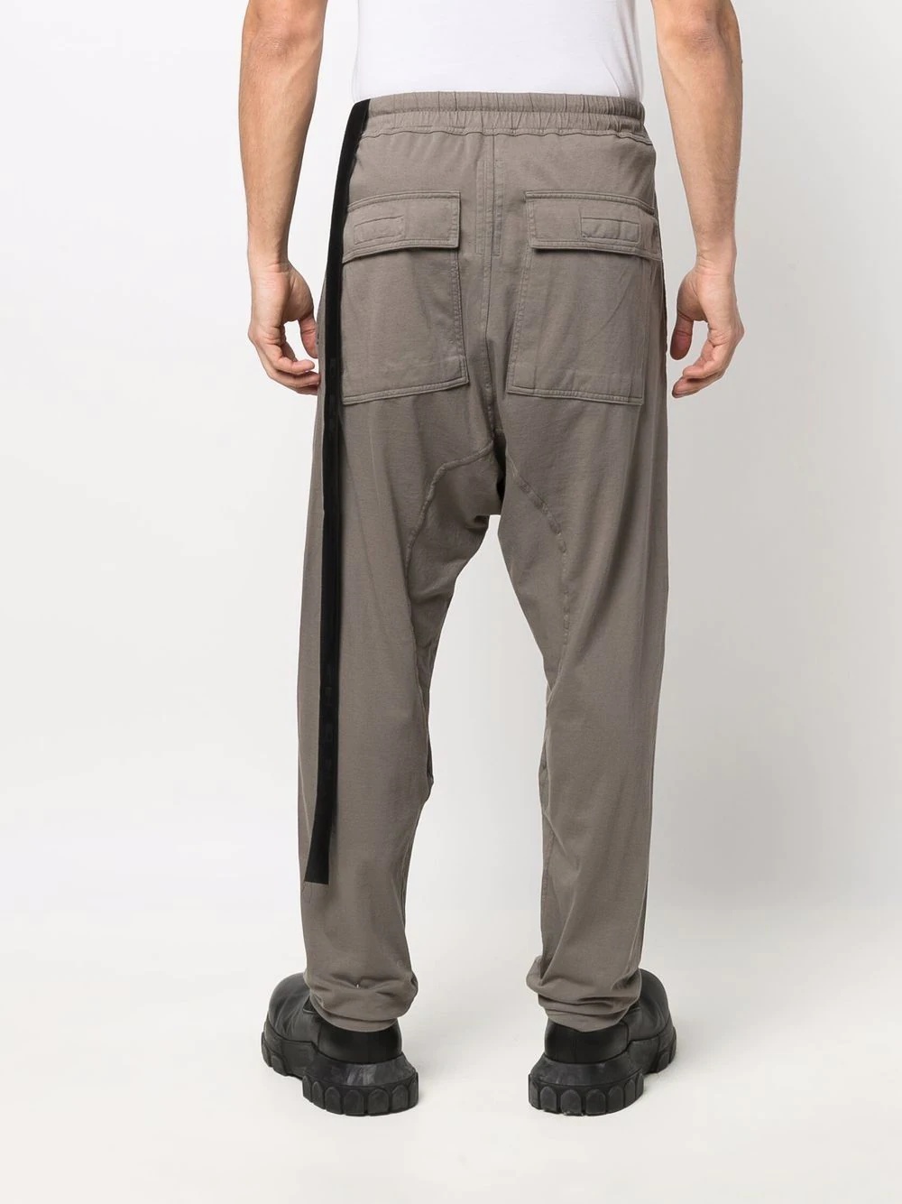 drop-crotch drawstring cotton trousers - 4