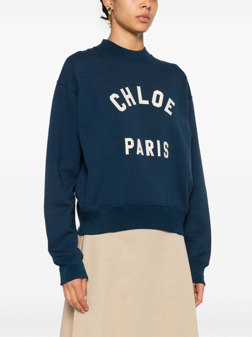 mock-neck logo-patch sweatshirt - 3