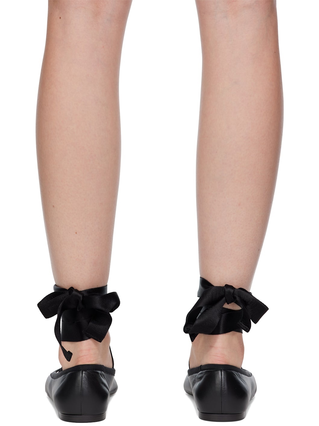 Black Ankle Ribbon Ballerina Flats - 2