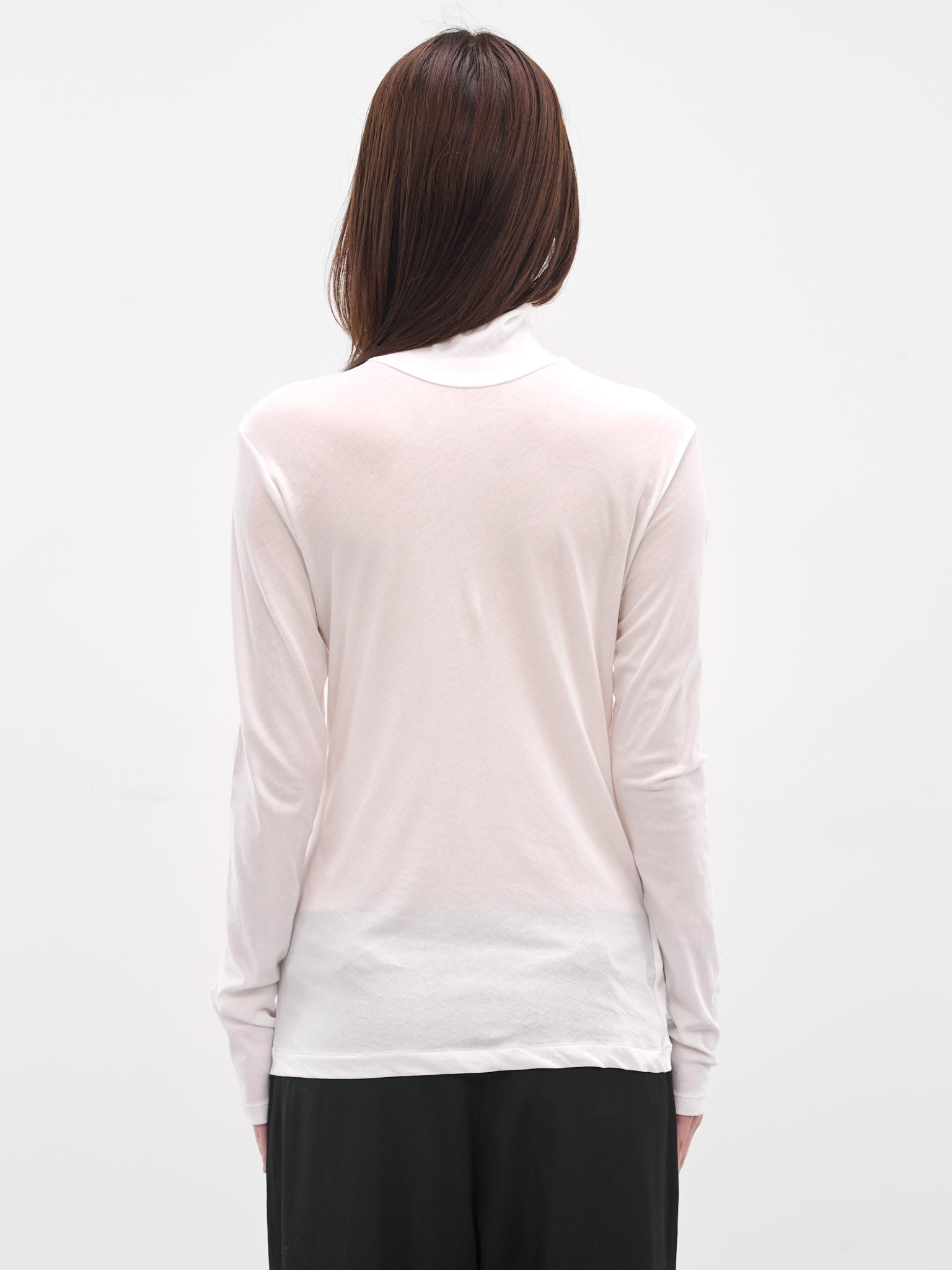 White Cotton Jersey Turtleneck - 3