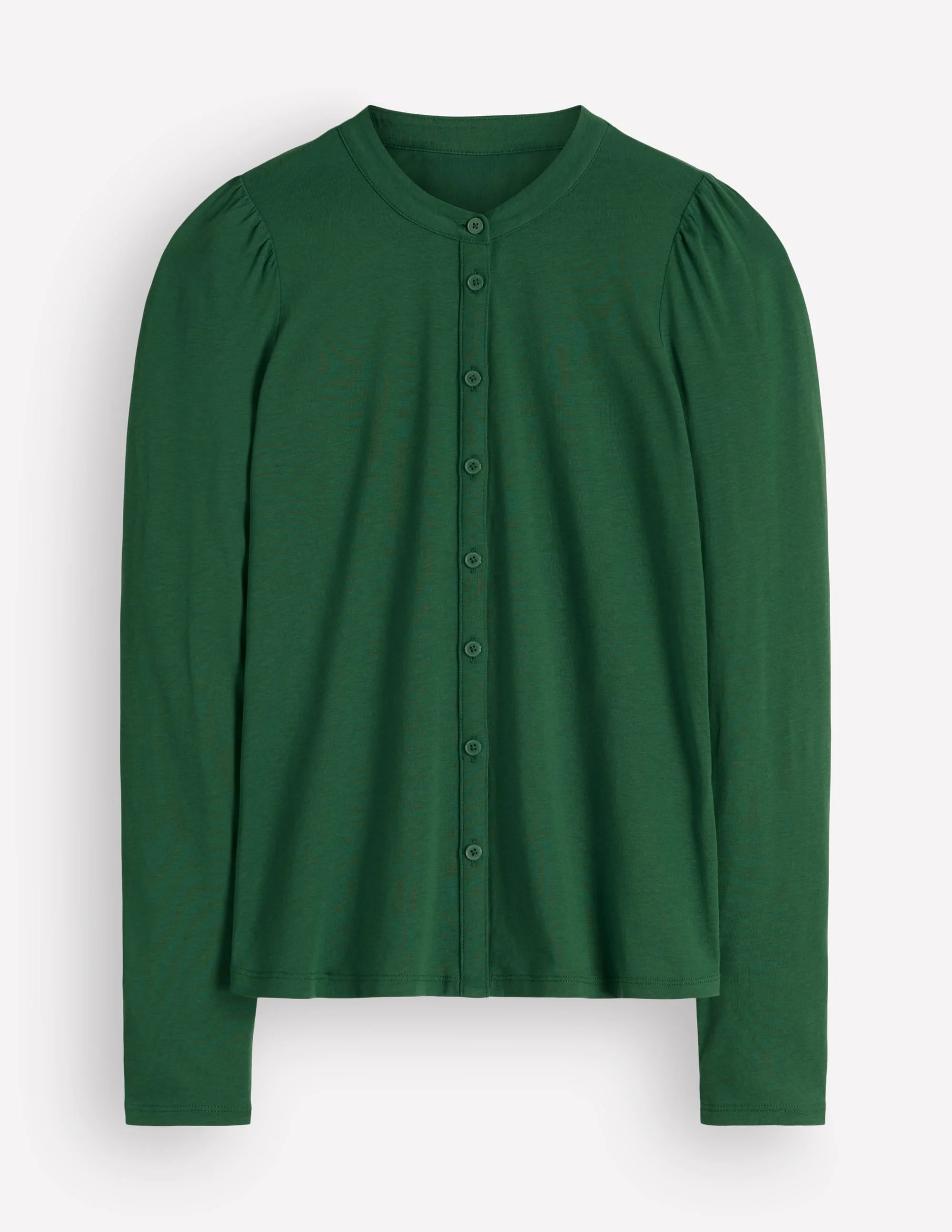 Supersoft Puff Sleeve Shirt-Hunter Green - 1