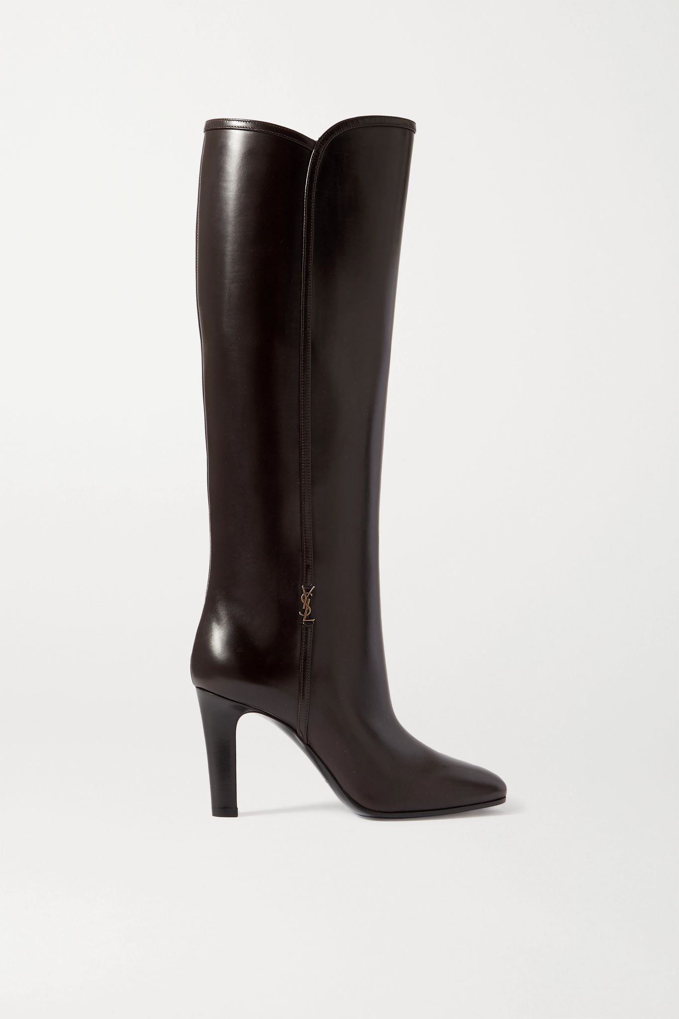 Blu embellished leather knee boots - 1