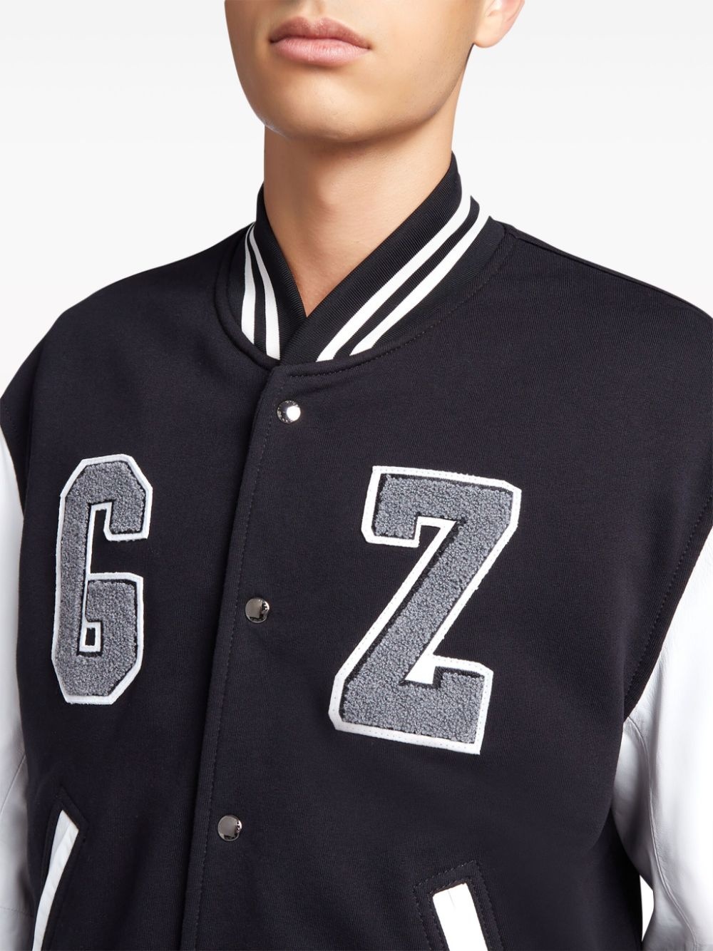 flocked-logo varsity bomber jacket - 5