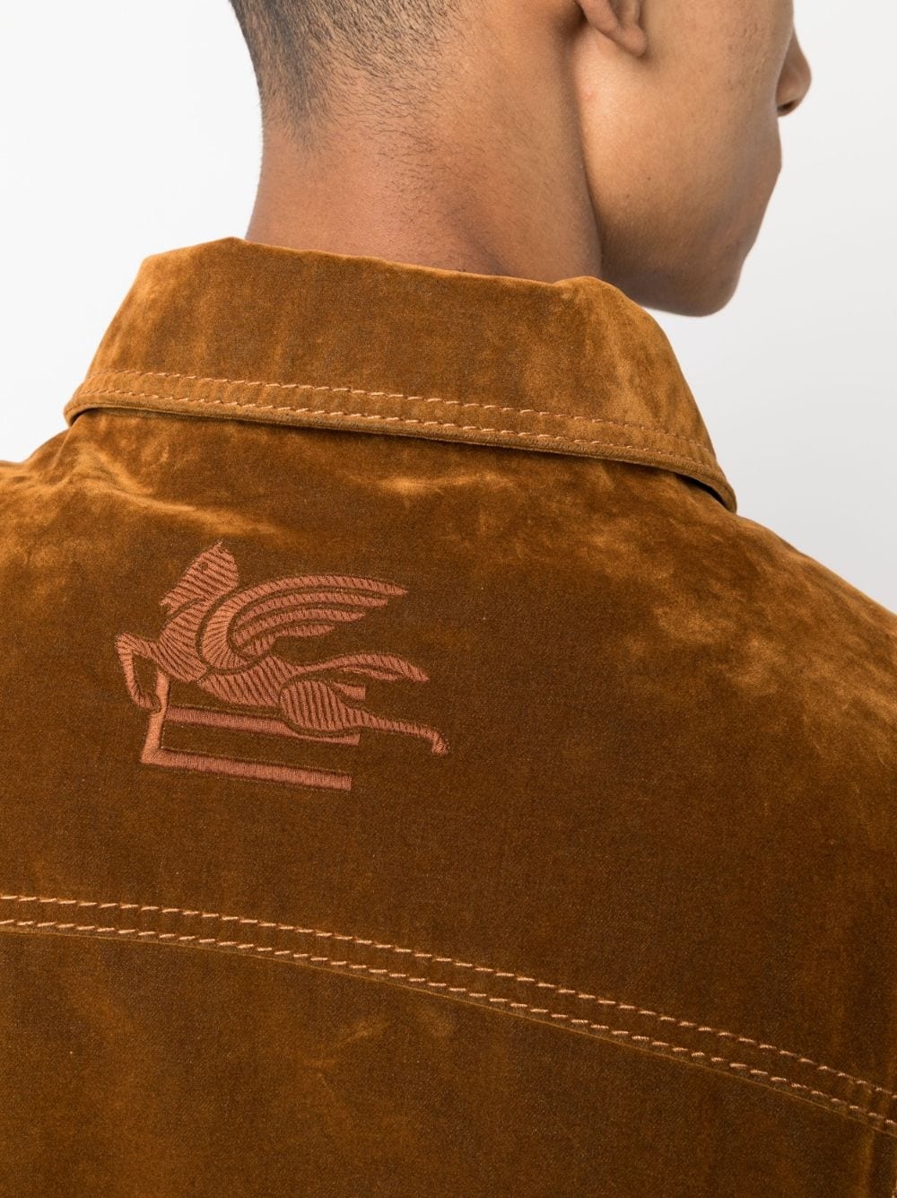 logo-embroidered cotton jacket - 5