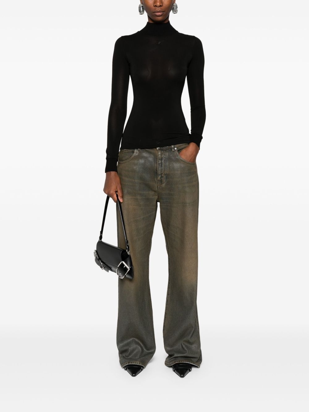 logo-patch roll-neck top - 2
