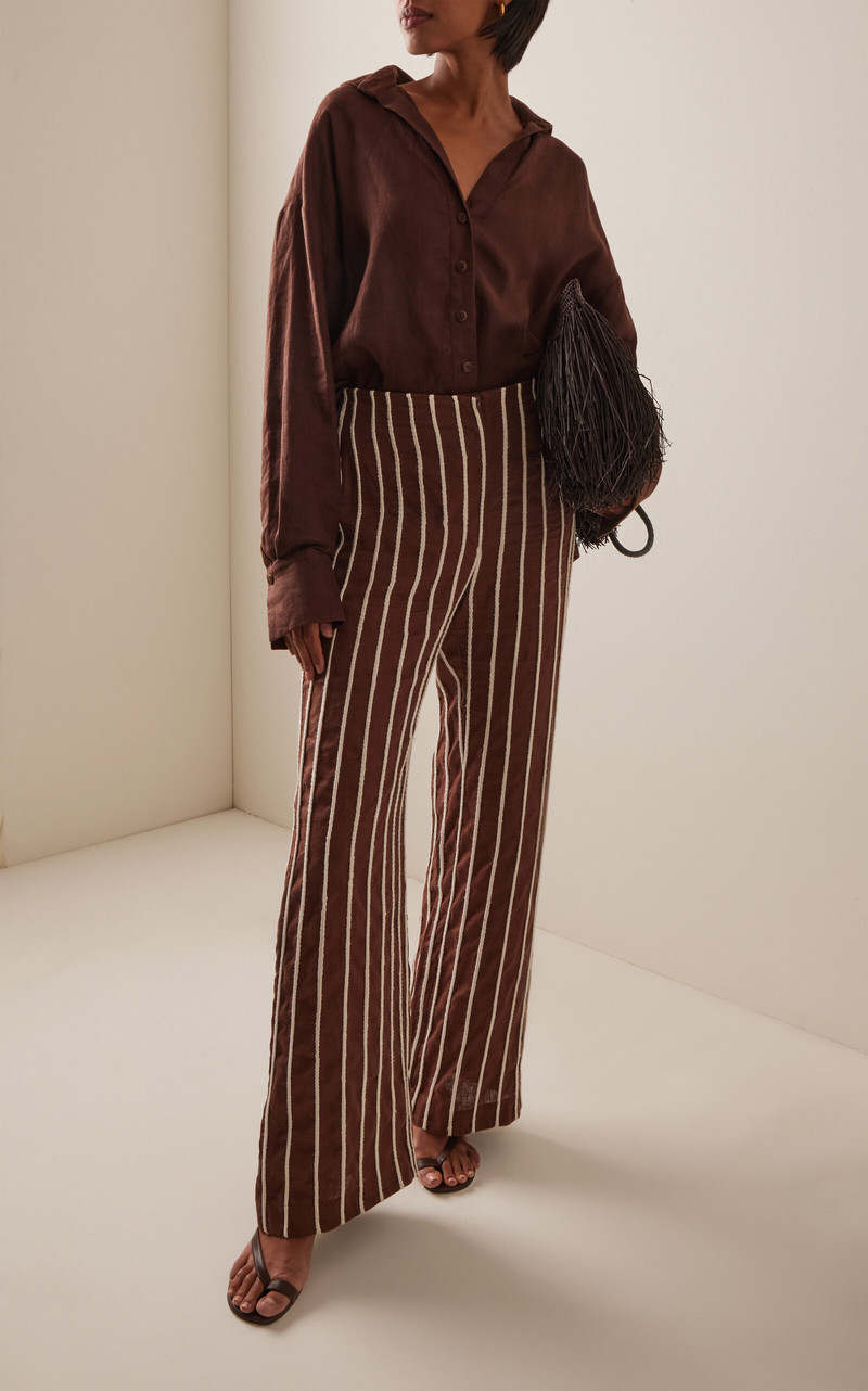 ANDRES OTALORA Tuyo Linen Wide-Leg Pants brown outlook